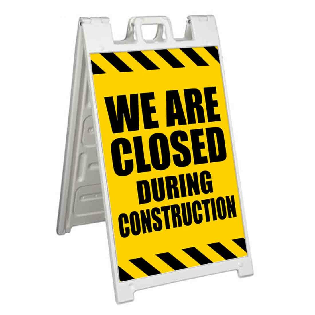CLOSED DURING CONSTRUCTION Signicade 24×36 Aframe Sidewalk Sign Banner Decal