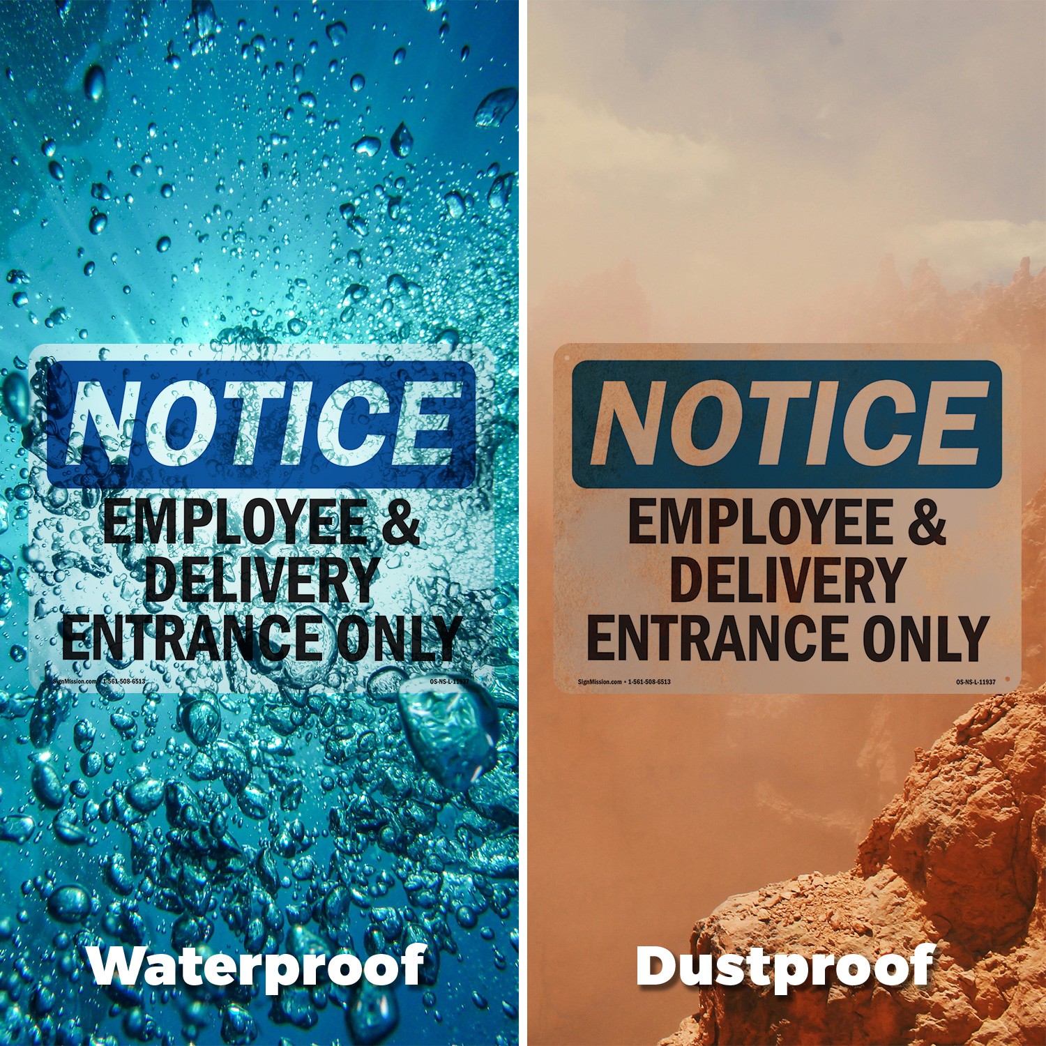 Employee And Delivery Entrance Only OSHA Notice Sign Or Decal – 5 or 10 Pack