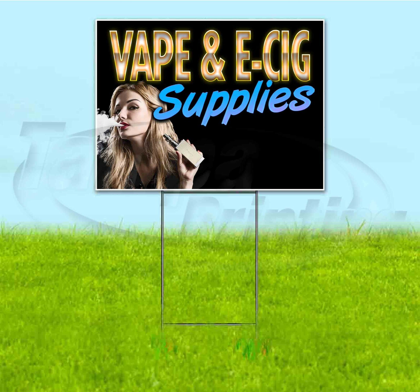 VAPE & E-CIG SUPPLIES 18×24 Yard Sign WITH STAKE Corrugated Bandit USA BUSINESS