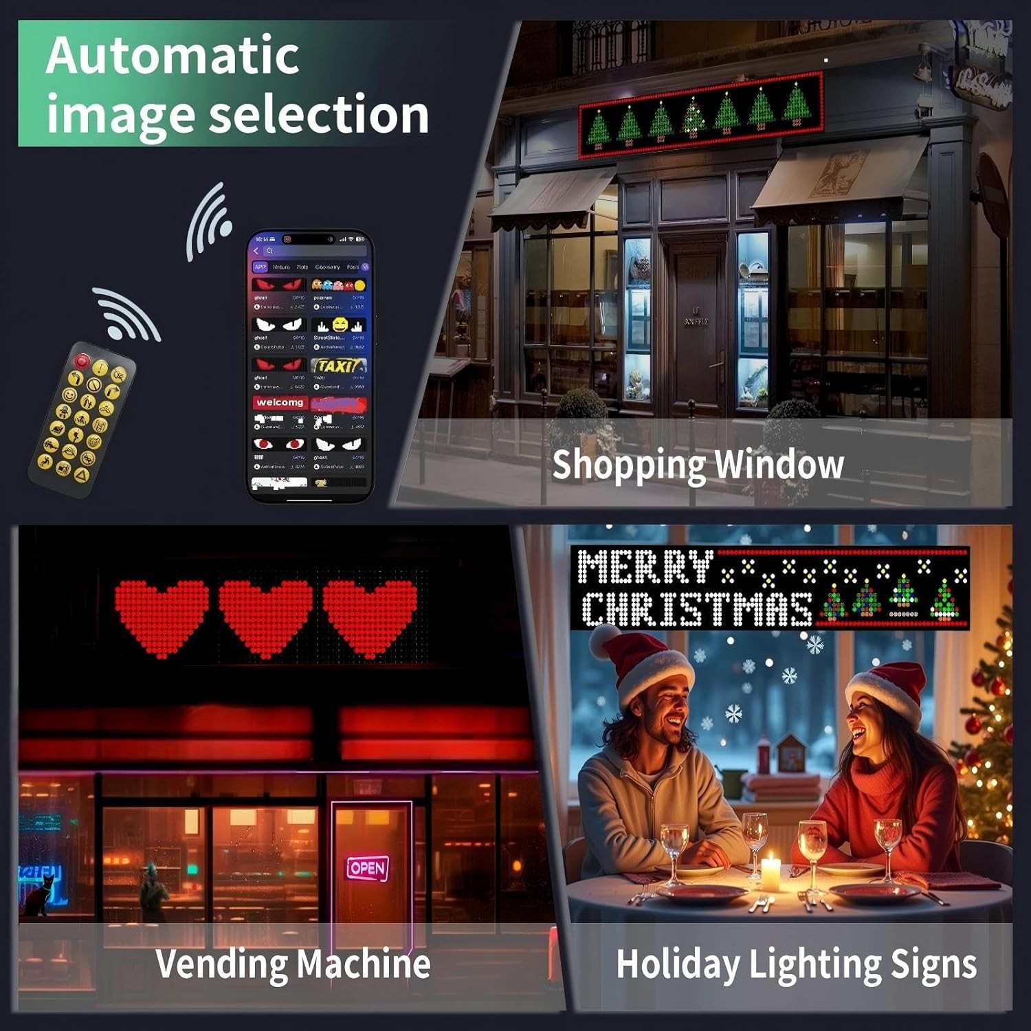 15”x4” High-Bright Programmable LED Sign with Bluetooth & App Control