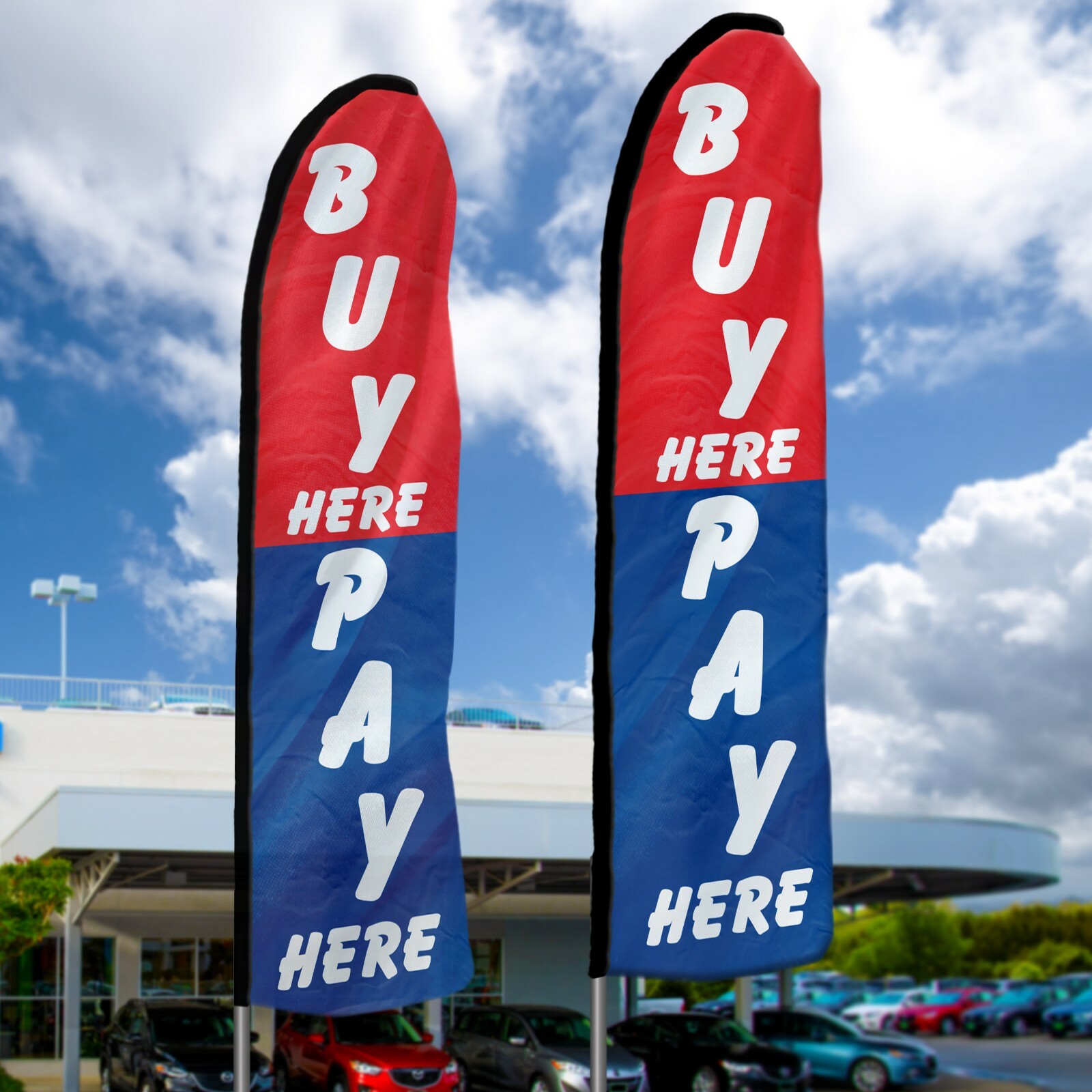EZ Line Used Car Dealership Swooper Feather Flag 15ft Auto Sales 3 Dealer Flags