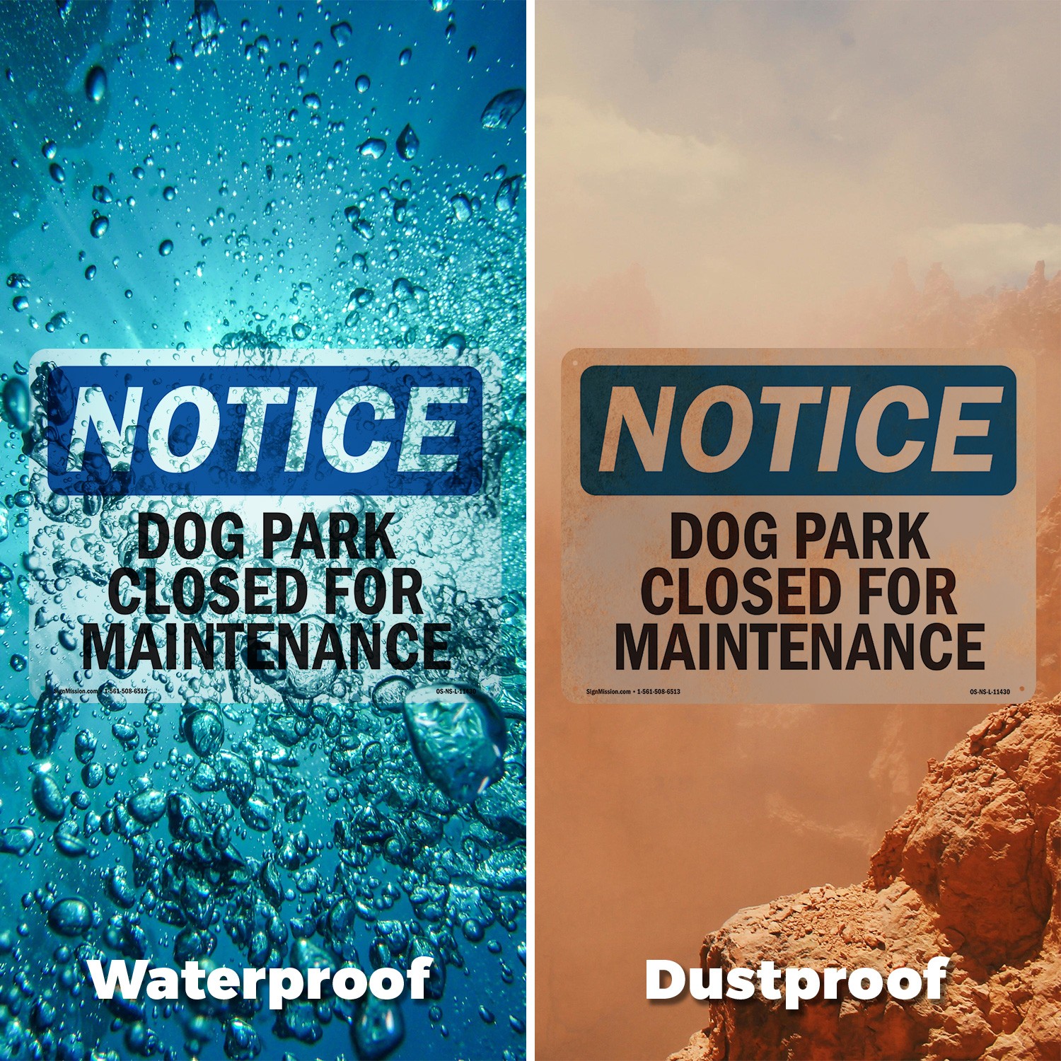 Dog Park Closed For Maintenance OSHA Notice Sign Metal,, Decal 5 or 10 Pack
