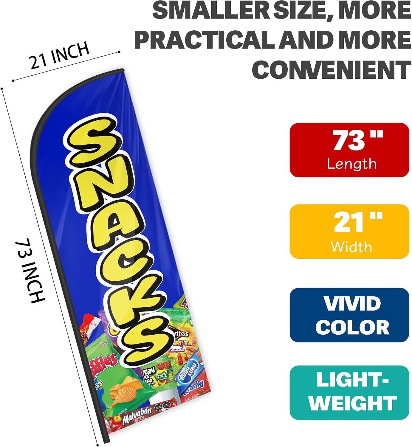 Snacks Feather Flag for Storefronts Fairs 6 FT Flagpole Not Included | Busine…