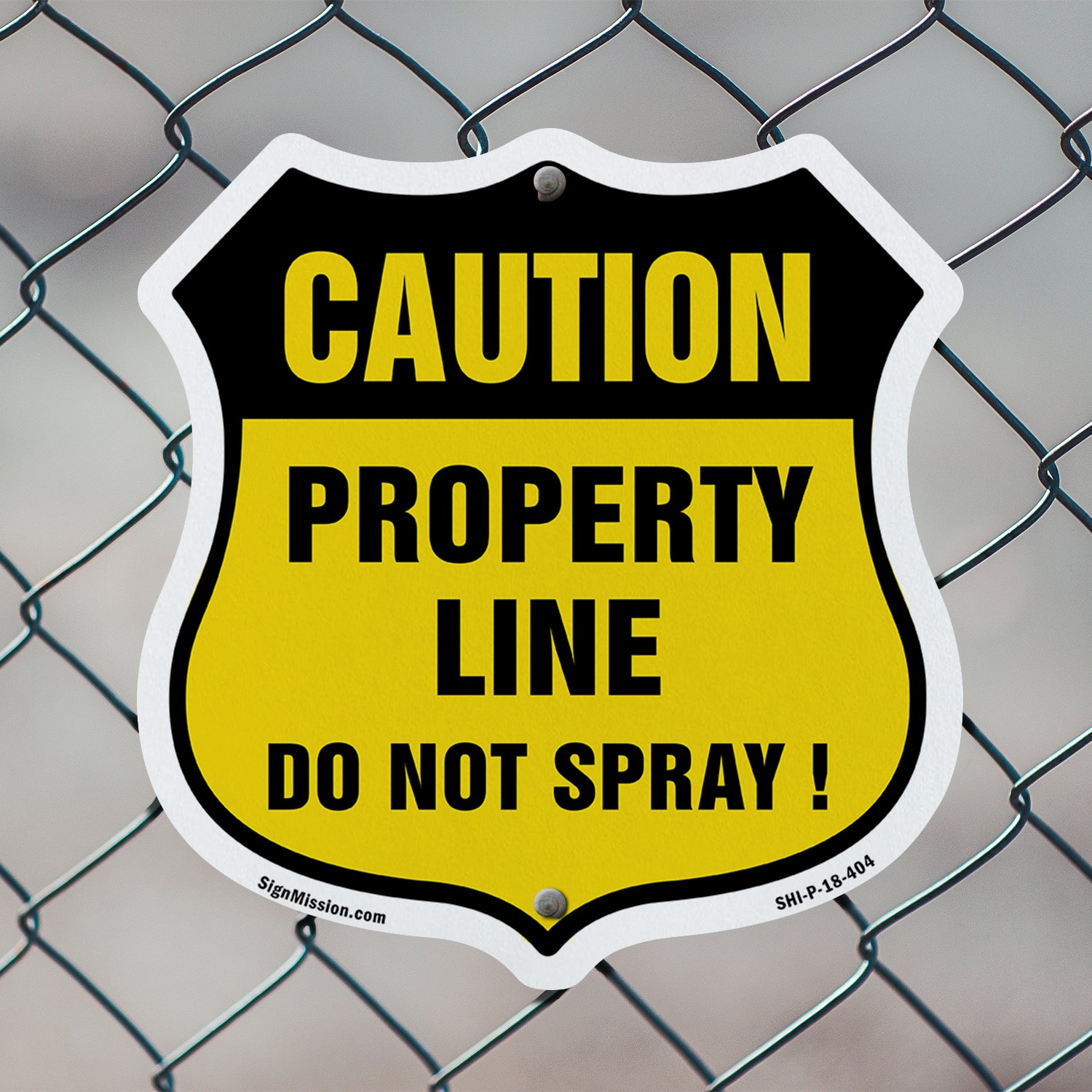No Spray Shield Sign Caution Property Line Do Not Spray Shield Shaped Sign