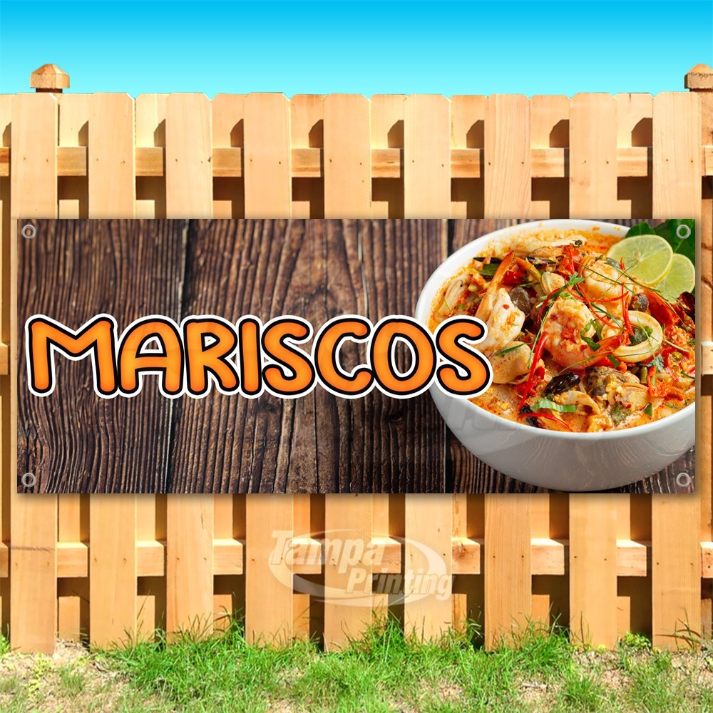 MARISCOS Advertising Seafood Snack Soup Vinyl Banner Flag Sign USA SB10845