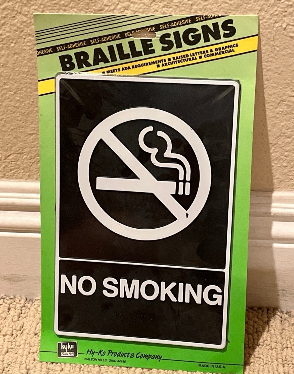 HY-KO PRODUCTS “NO SMOKING” SIGN BRAILLE Lot Of 5