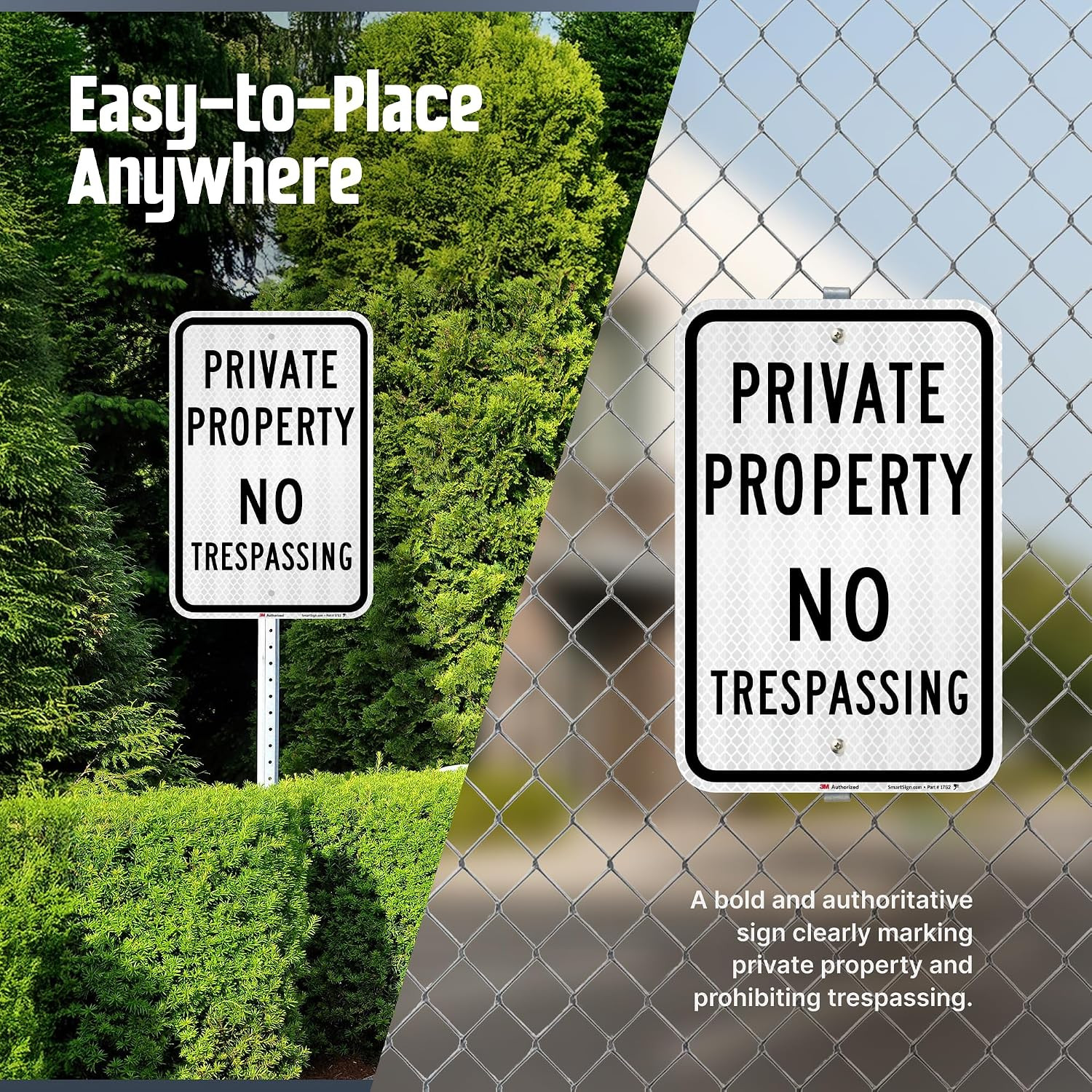 No Trespassing Signs Private Property, 12 X 18 Inches 3M High Intensity Grade Re