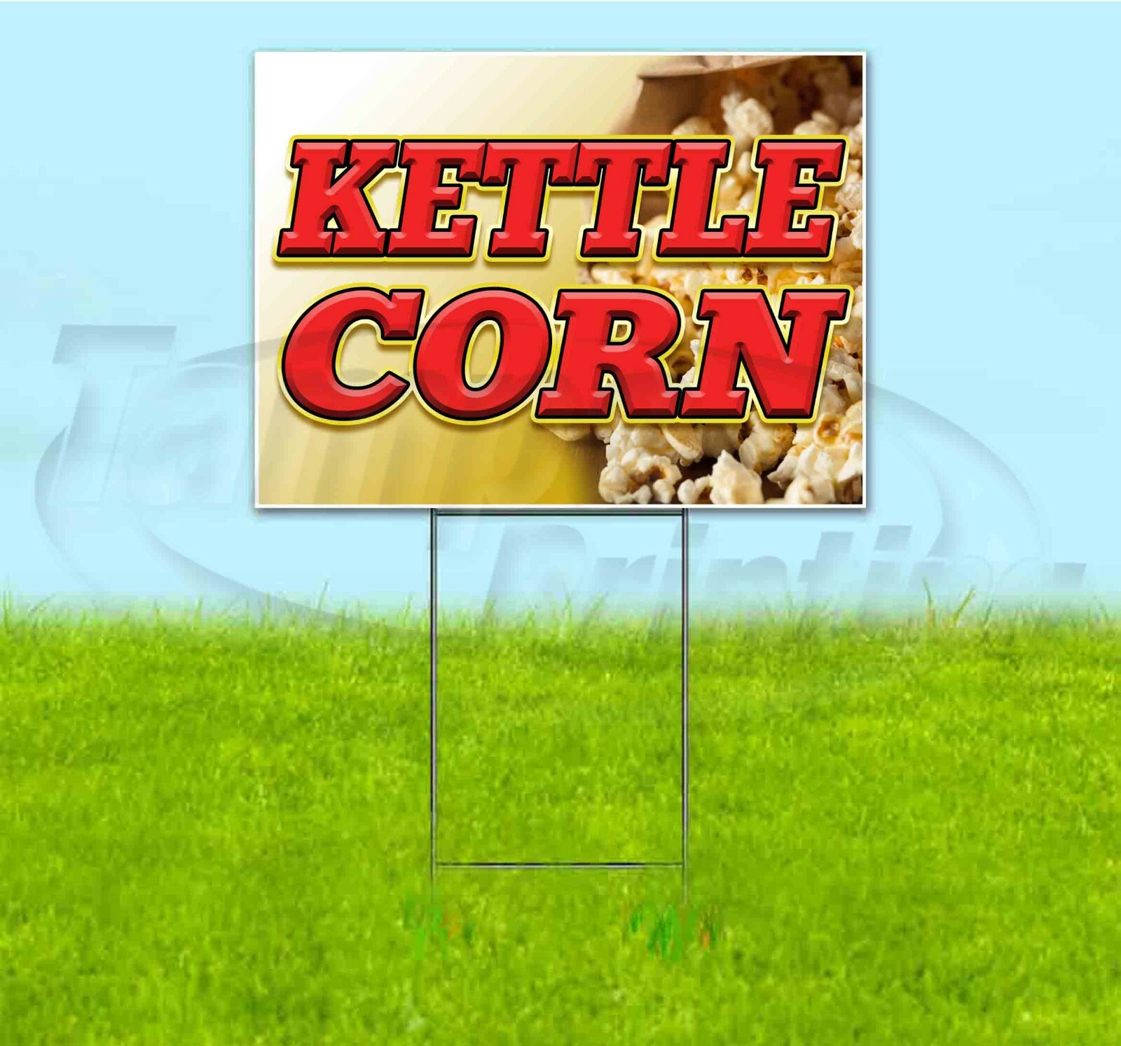 KETTLE CORN 18×24 Yard Sign WITH STAKE Corrugated Bandit USA BUSINESS TREAT