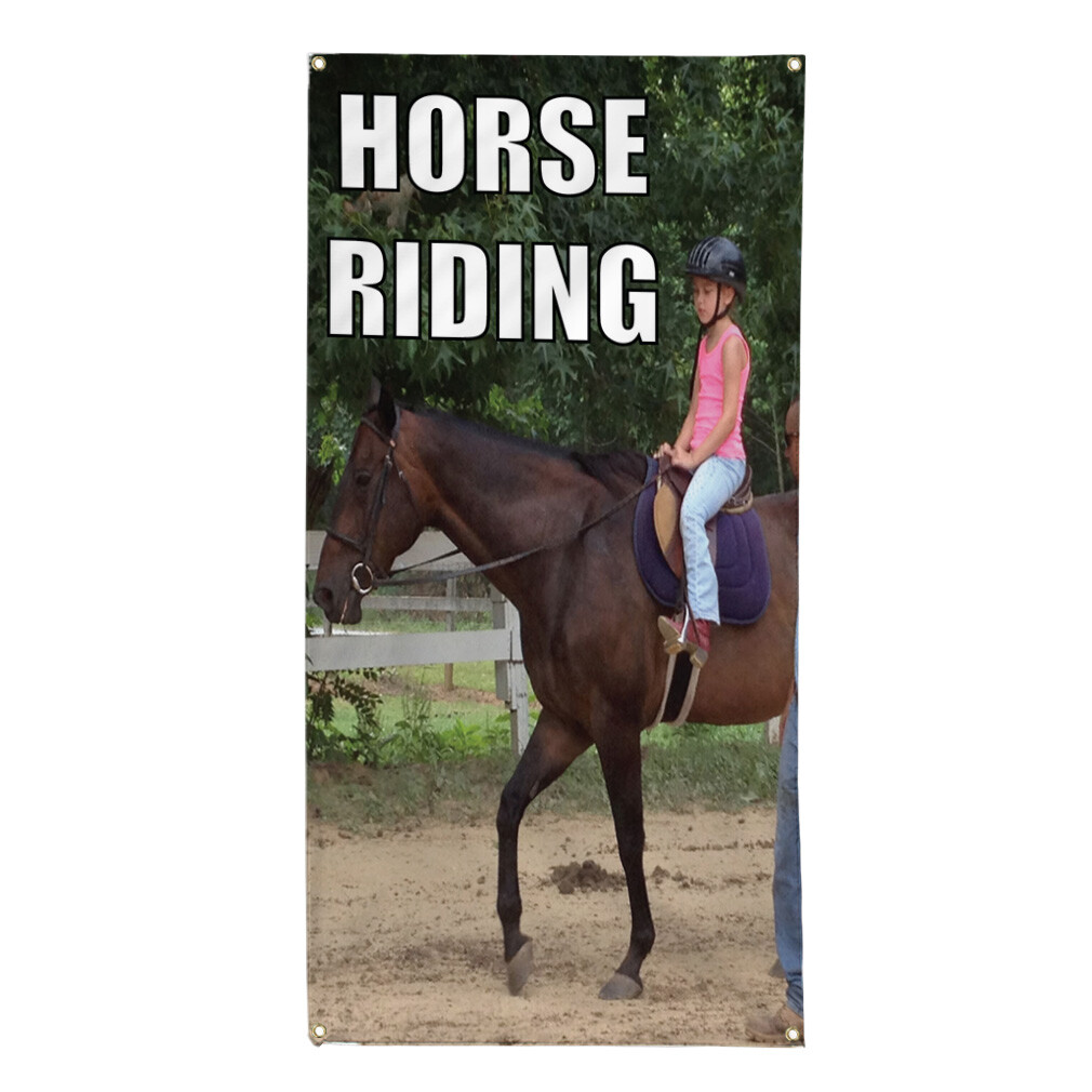 Vertical Vinyl Banner Multiple Sizes Horse Riding B Sports Lifestyle Outdoor