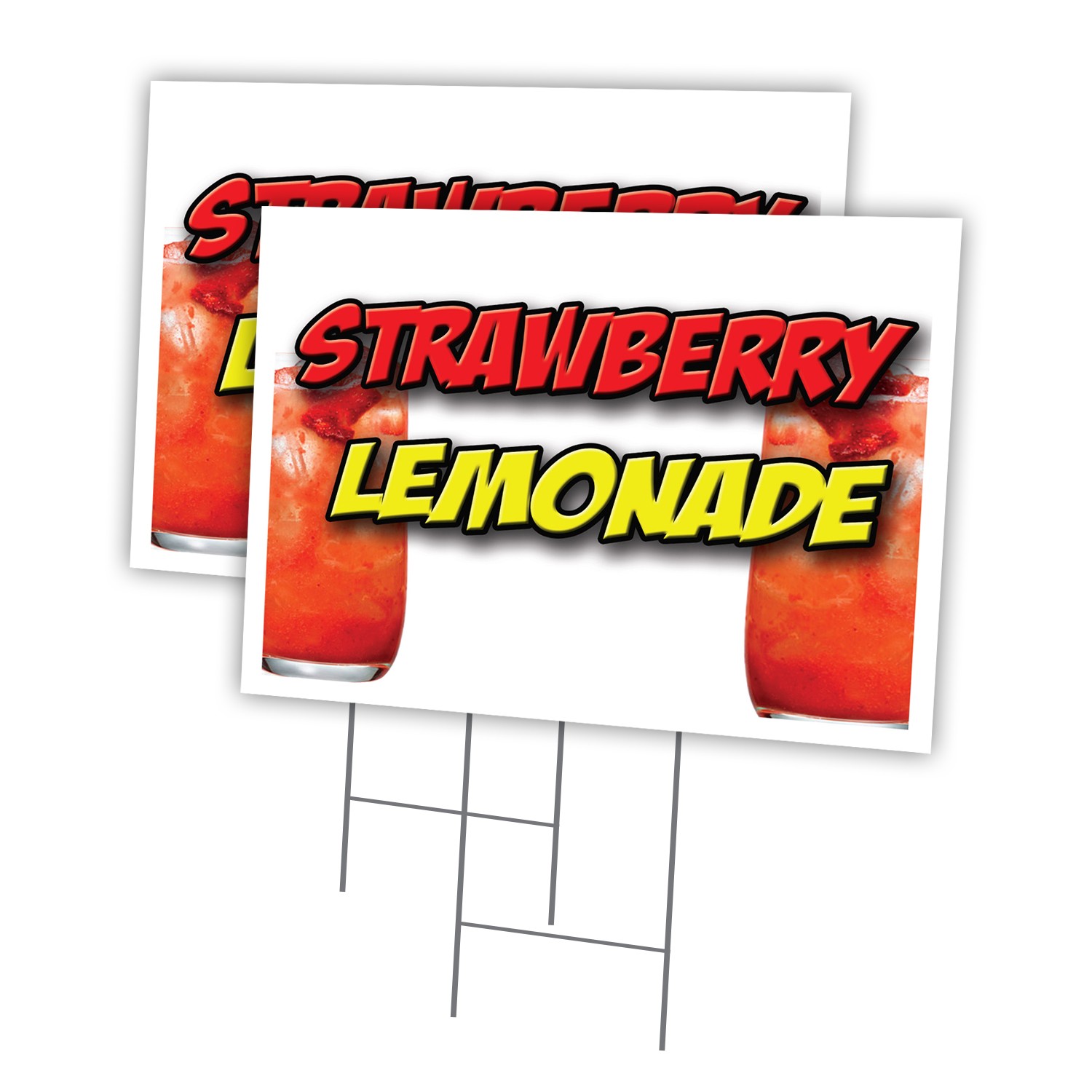 Strawberry Lemonade Multi-Pack of Yard Signs & Stake plastic coroplast window