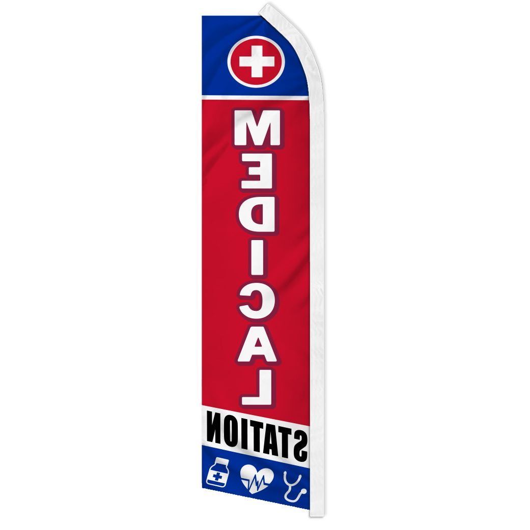 “MEDICAL STATION” advertising super flag swooper banner business sign first aid
