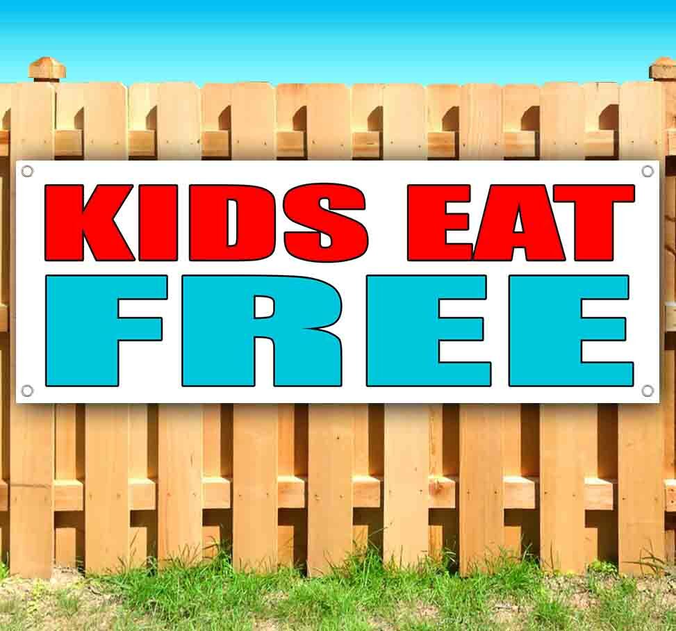 KIDS EAT FREE Advertising Vinyl Banner Flag Sign Many Sizes