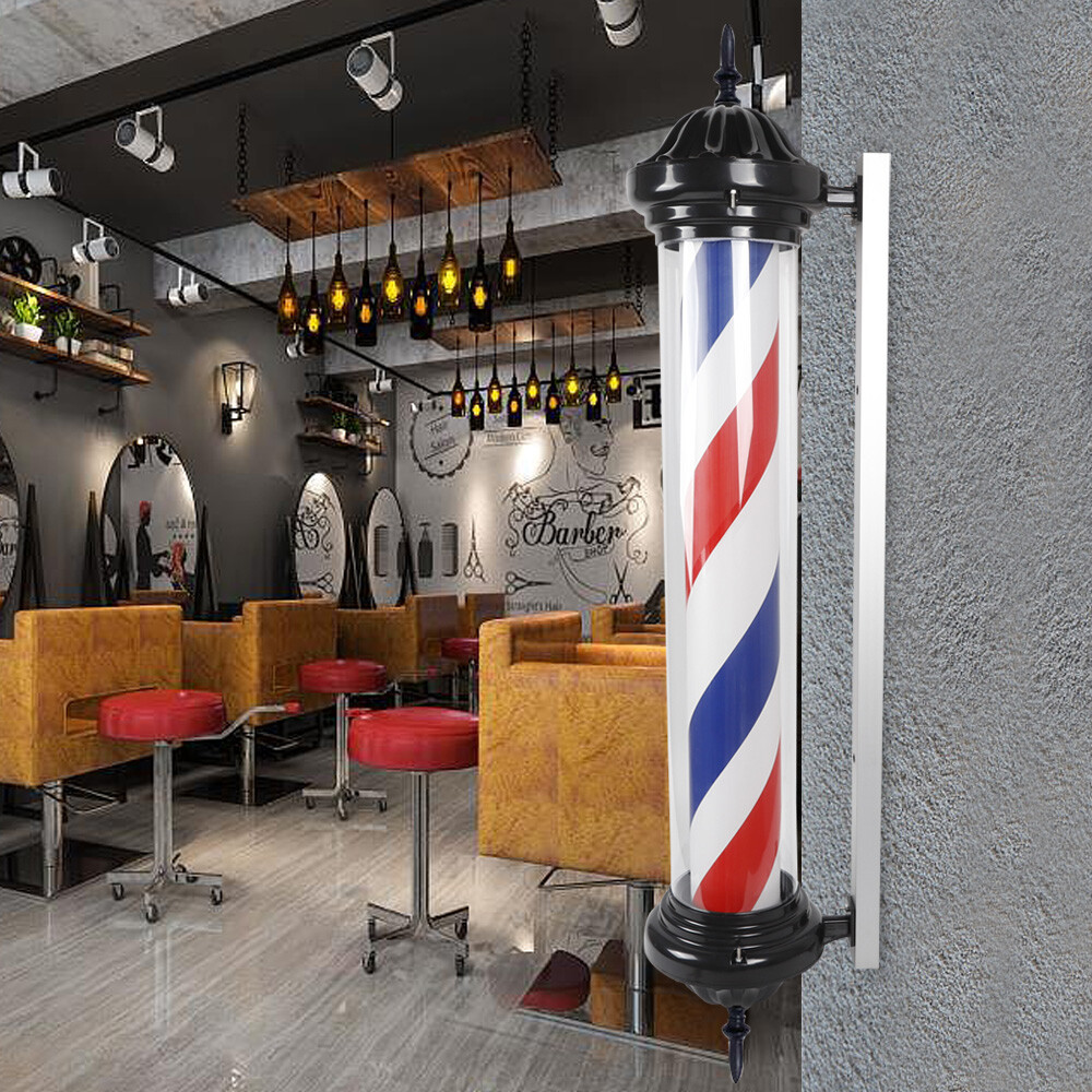 40″ Outdoor Barber Shop Pole Rotating Light Hair Salon Sign Illuminated Light