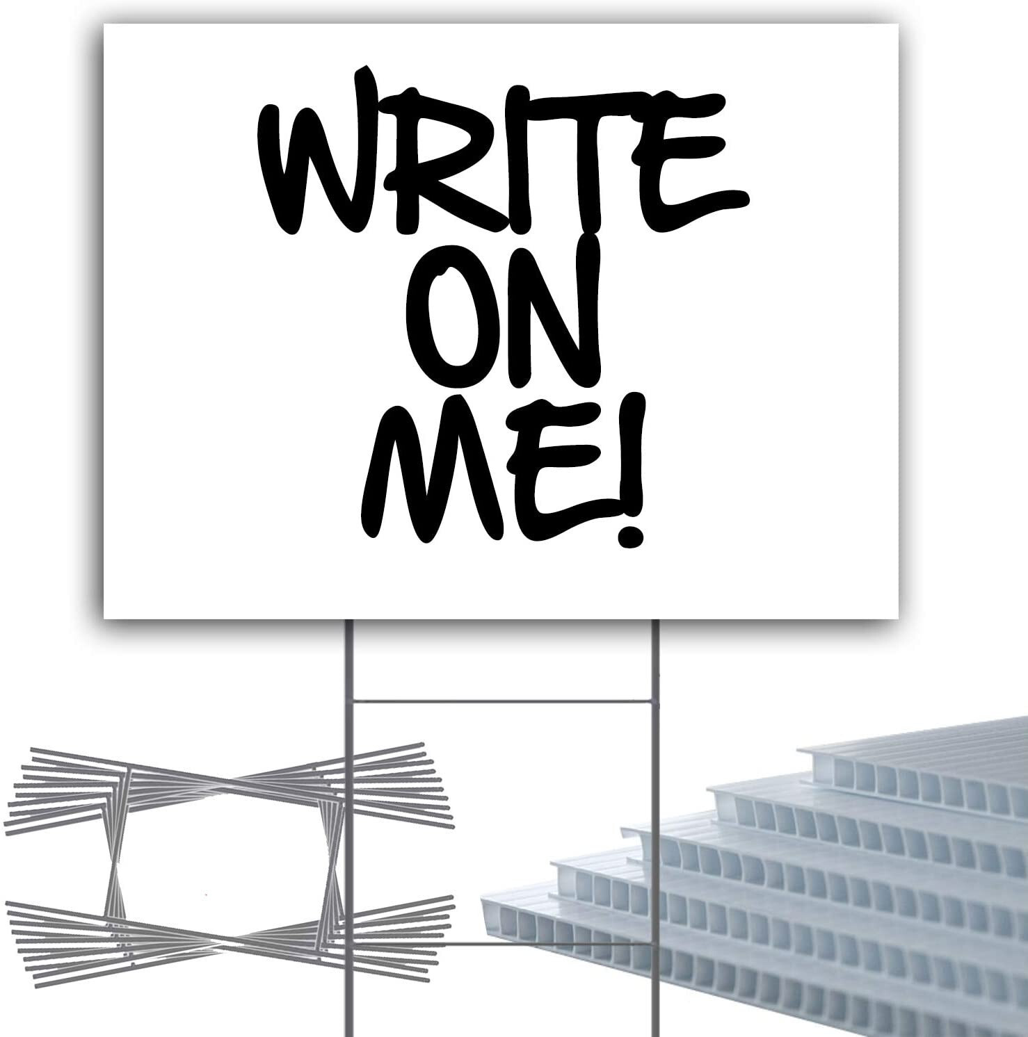 Pack of FIFTY(50) Quantity Blank White Yard Signs 18×24 with H-Stakes for Garage