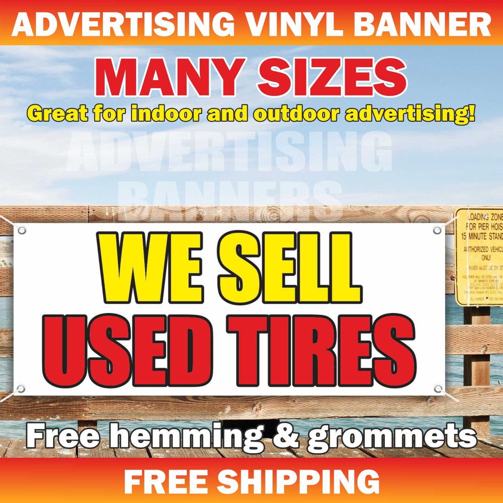 WE SELL USED TIRES Advertising Banner Vinyl Sign auto car truck service garage