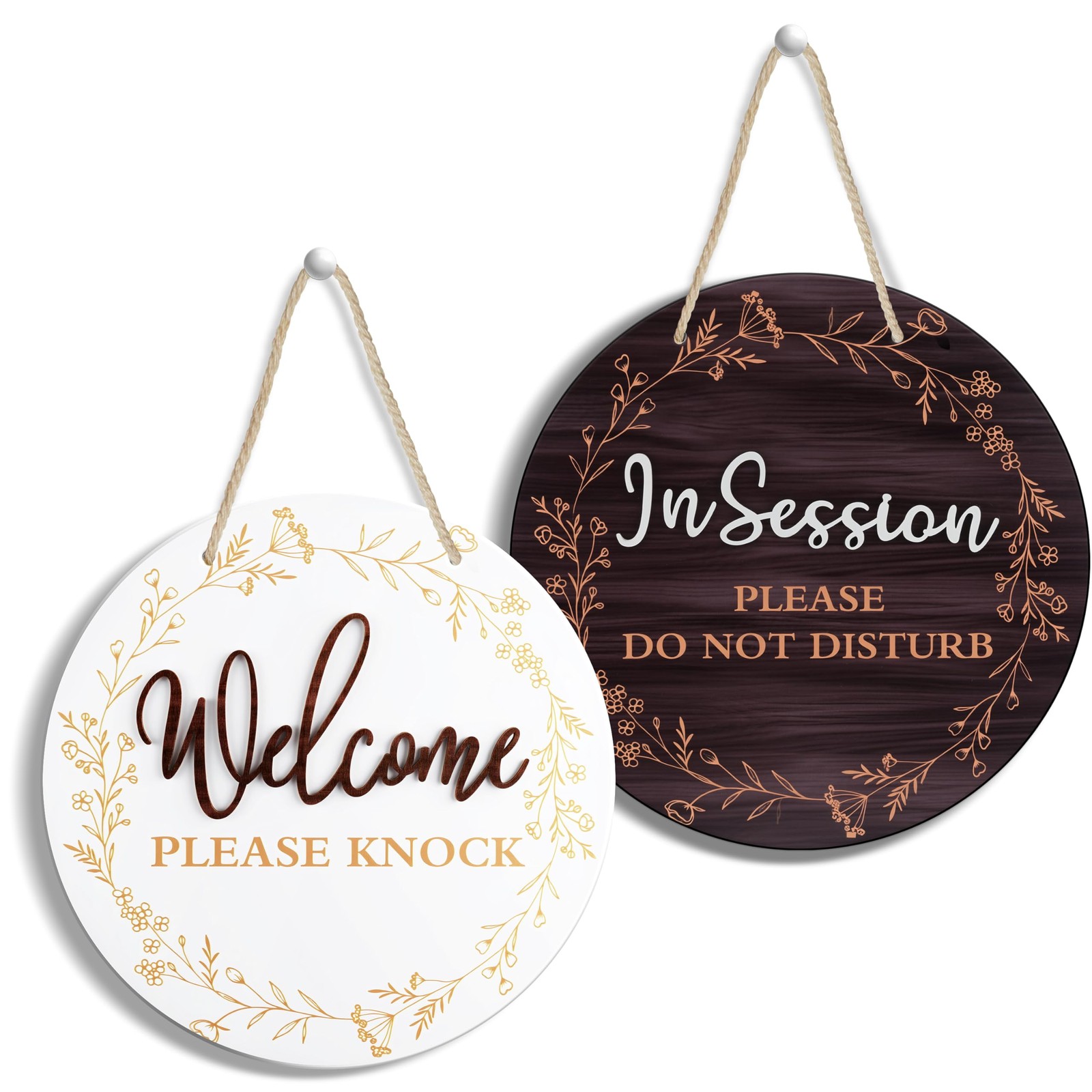 In Session Door Sign DoubleSided Wood Therapy Room Office Decor Hanging Rope
