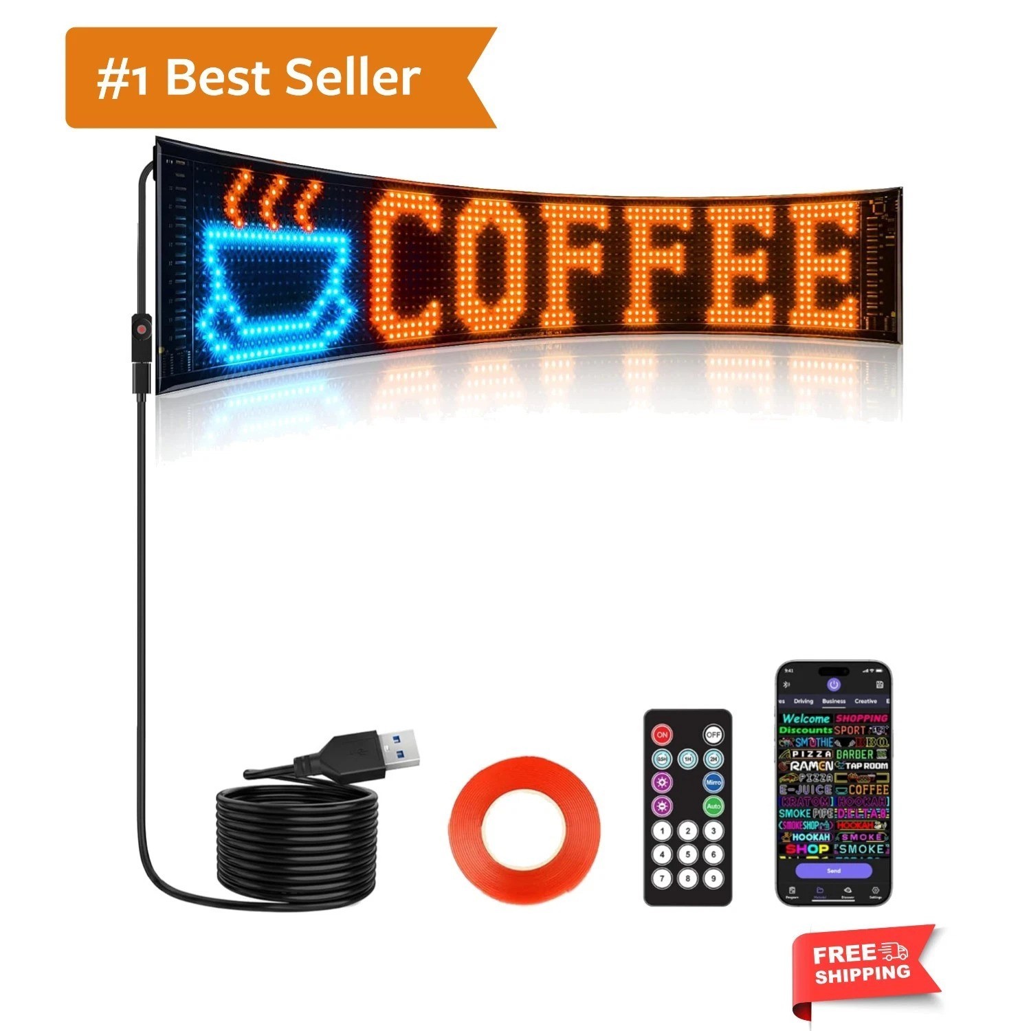 Bright Multiple Programmable LED Sign, 23”x5” Full Color Scrolling LED Sign…