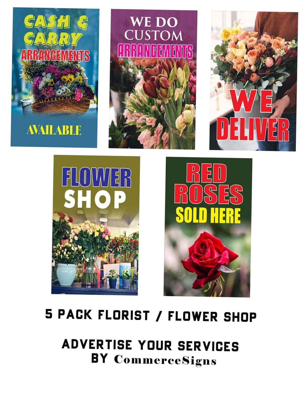 Florist | Retail Window Display Sign | 18″W x 24″H