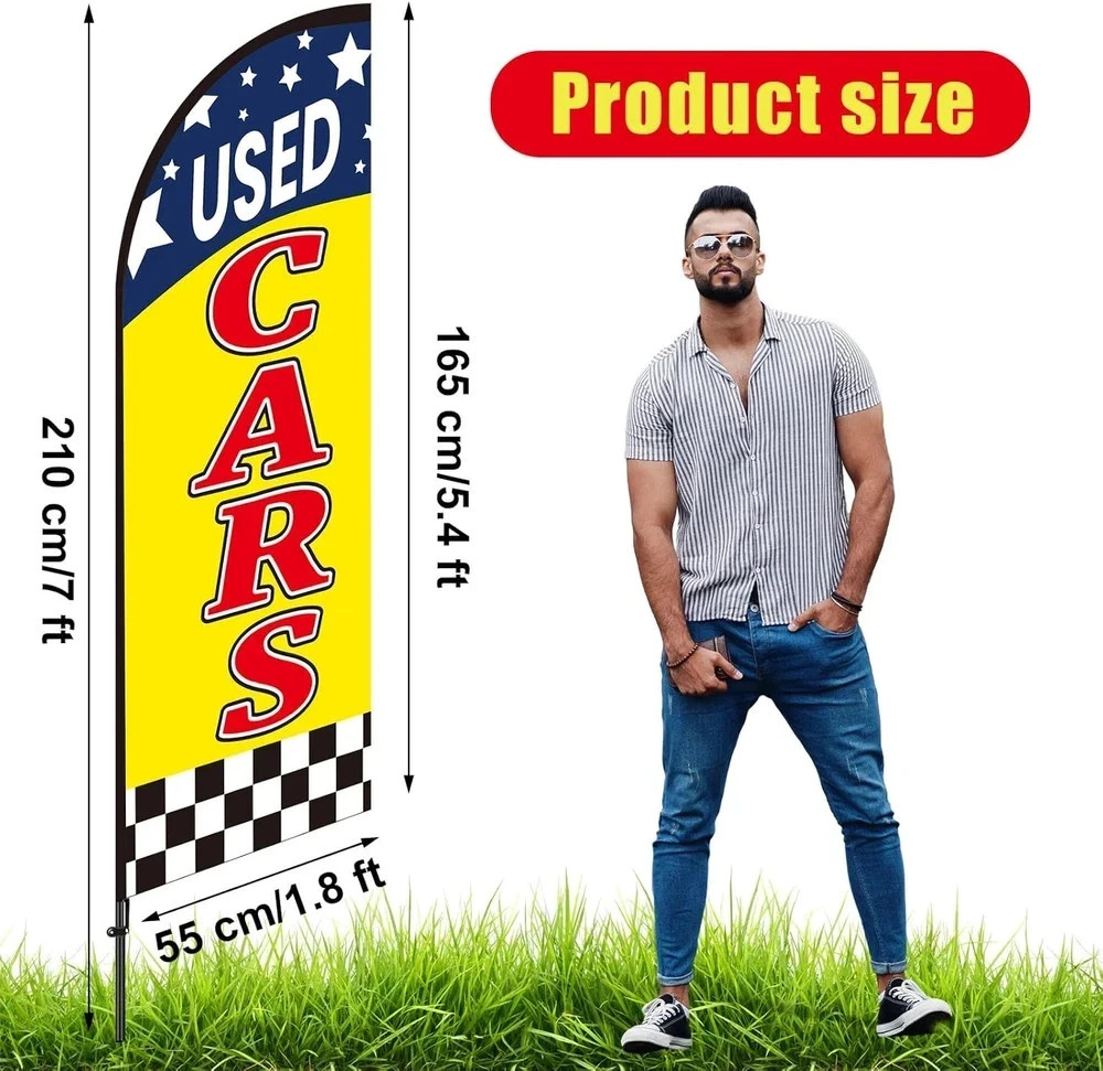 3 Pcs Used Cars Flag 7 X 5.4 Ft Car Auto Dealer Swooper Feather Flags Kits Set A