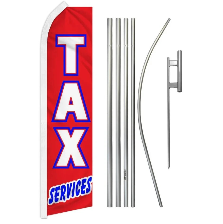 Tax Services Swooper Flutter Feather Advertising Flag & Pole Kit