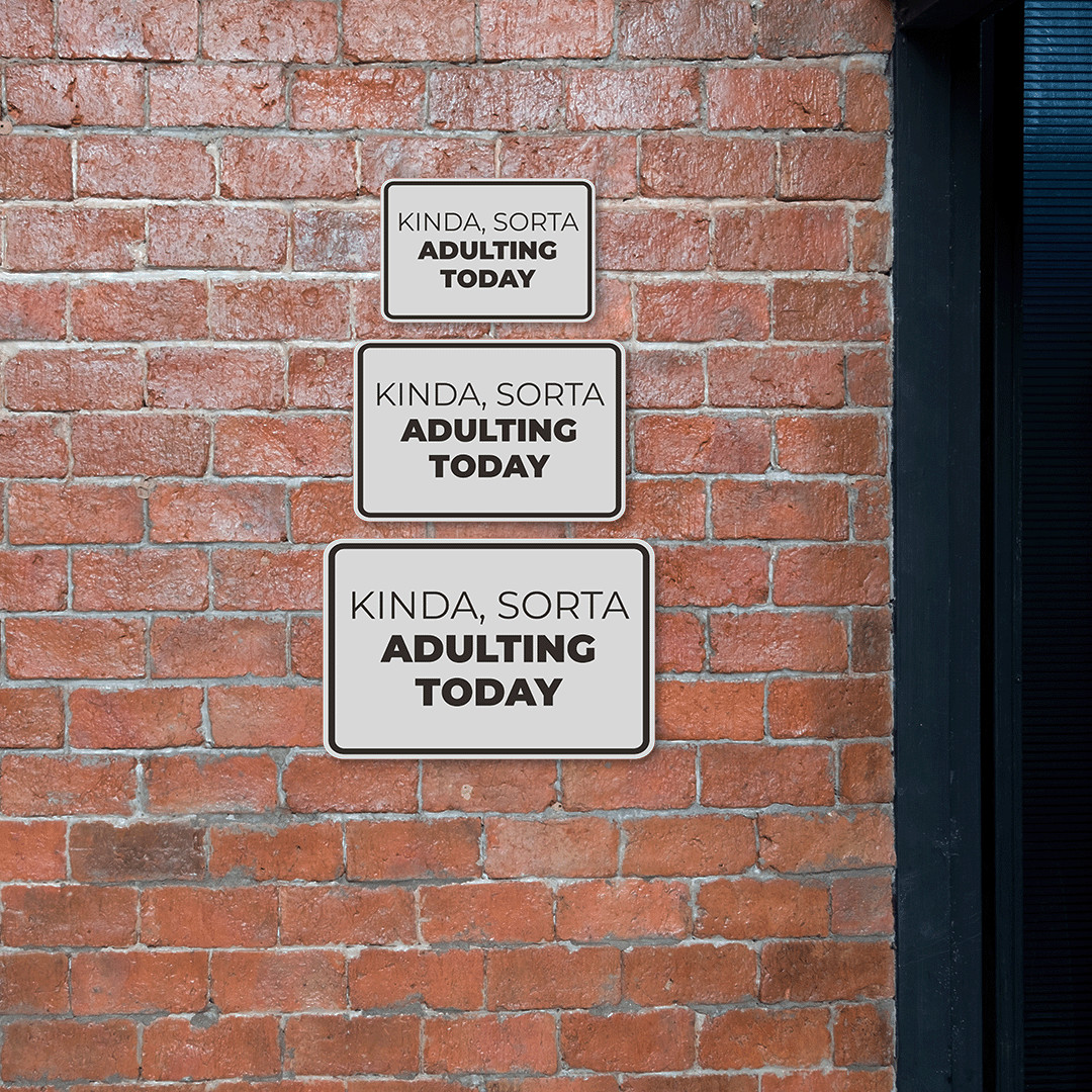 Classic Framed Plus Kinda, Sorta Adulting Today Wall or Door Sign | Funny