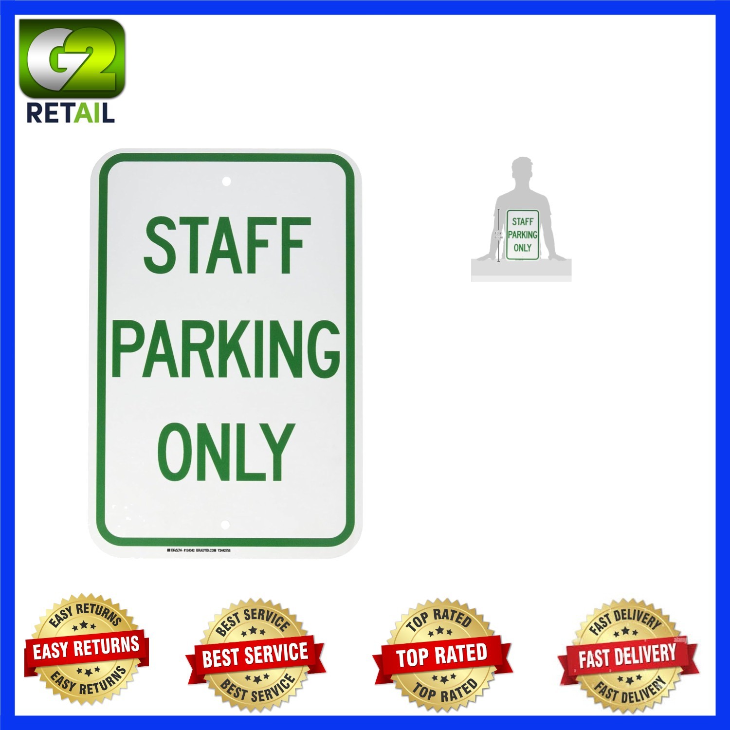 Durable Green on White Staff Parking Sign – 18″x12″ for Smart Traffic Control