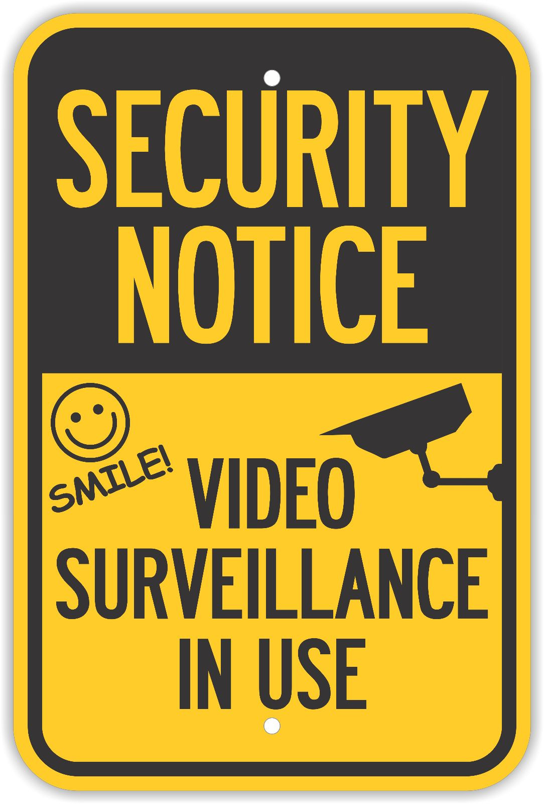 12″X18″ SECURITY NOTICE VIDEO SURVEILLANCE IN USE SIGNS Heavy Duty Metal Yellow