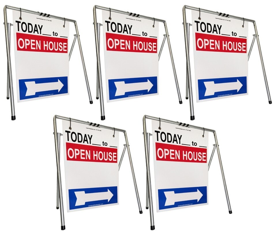 Open House Sign A-Frame Kit 5-Pack RedWhiteBlue Swingers Today Times