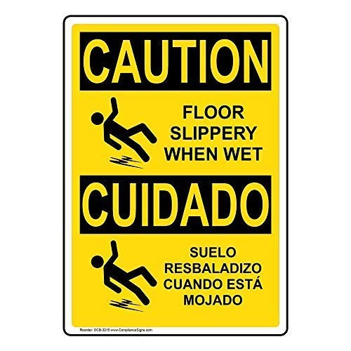 ComplianceSigns.com CAUTION Floor Slippery When Wet 10×7 inches, Yellow