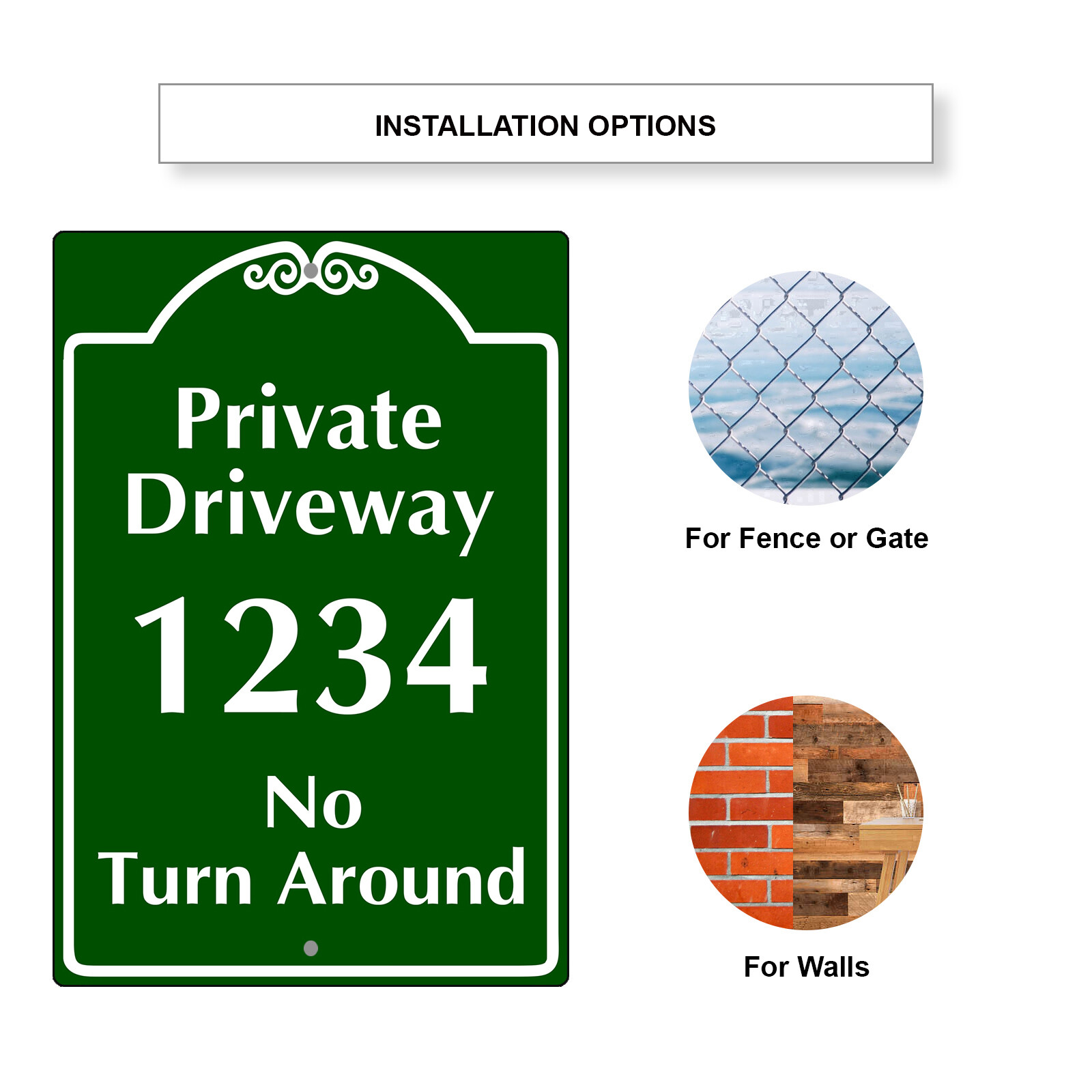 Custom Sign Private Driveway Custom Number No Turn Around Aluminum Metal Sign