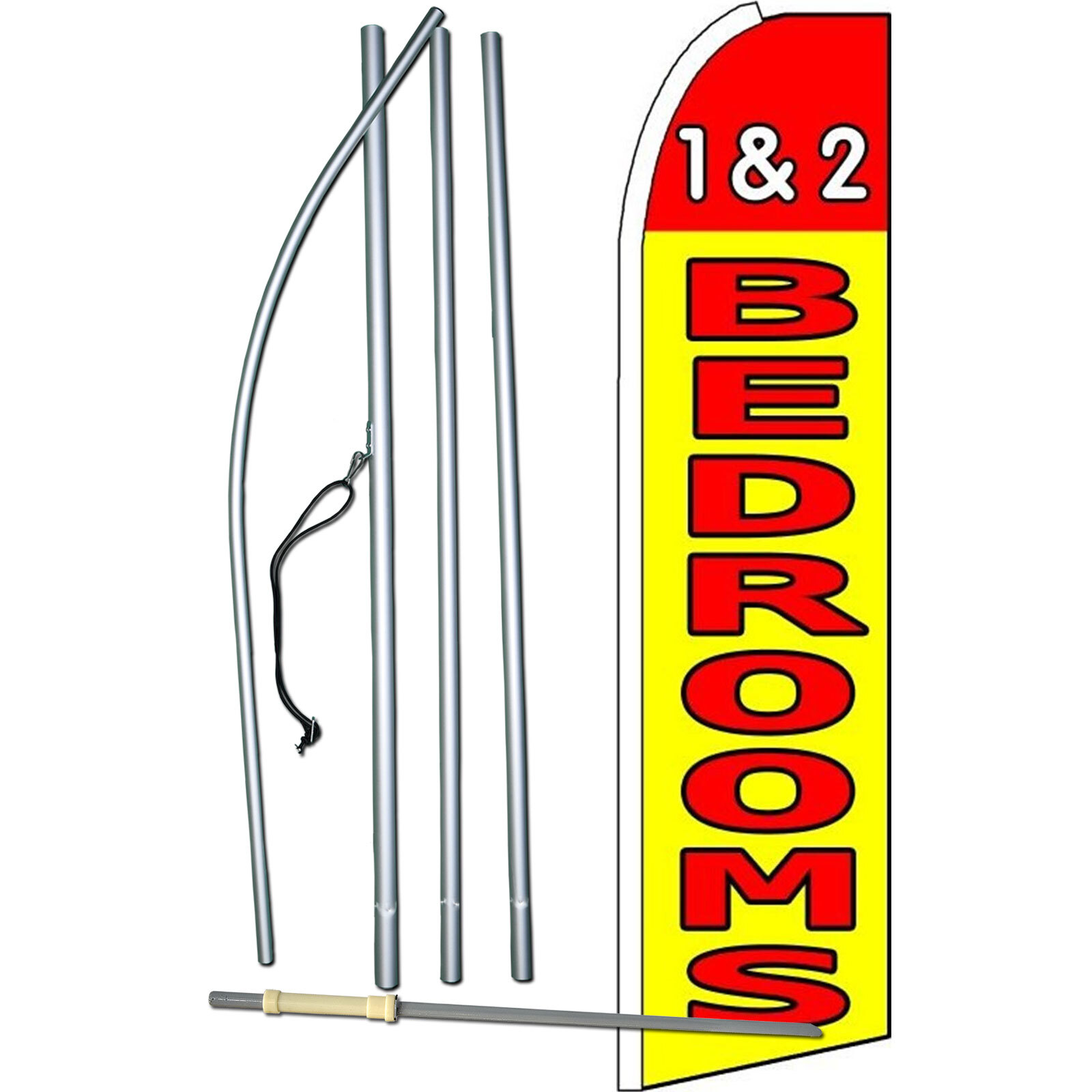 1 & 2 Bedrooms Flag with Flag Pole and Spike