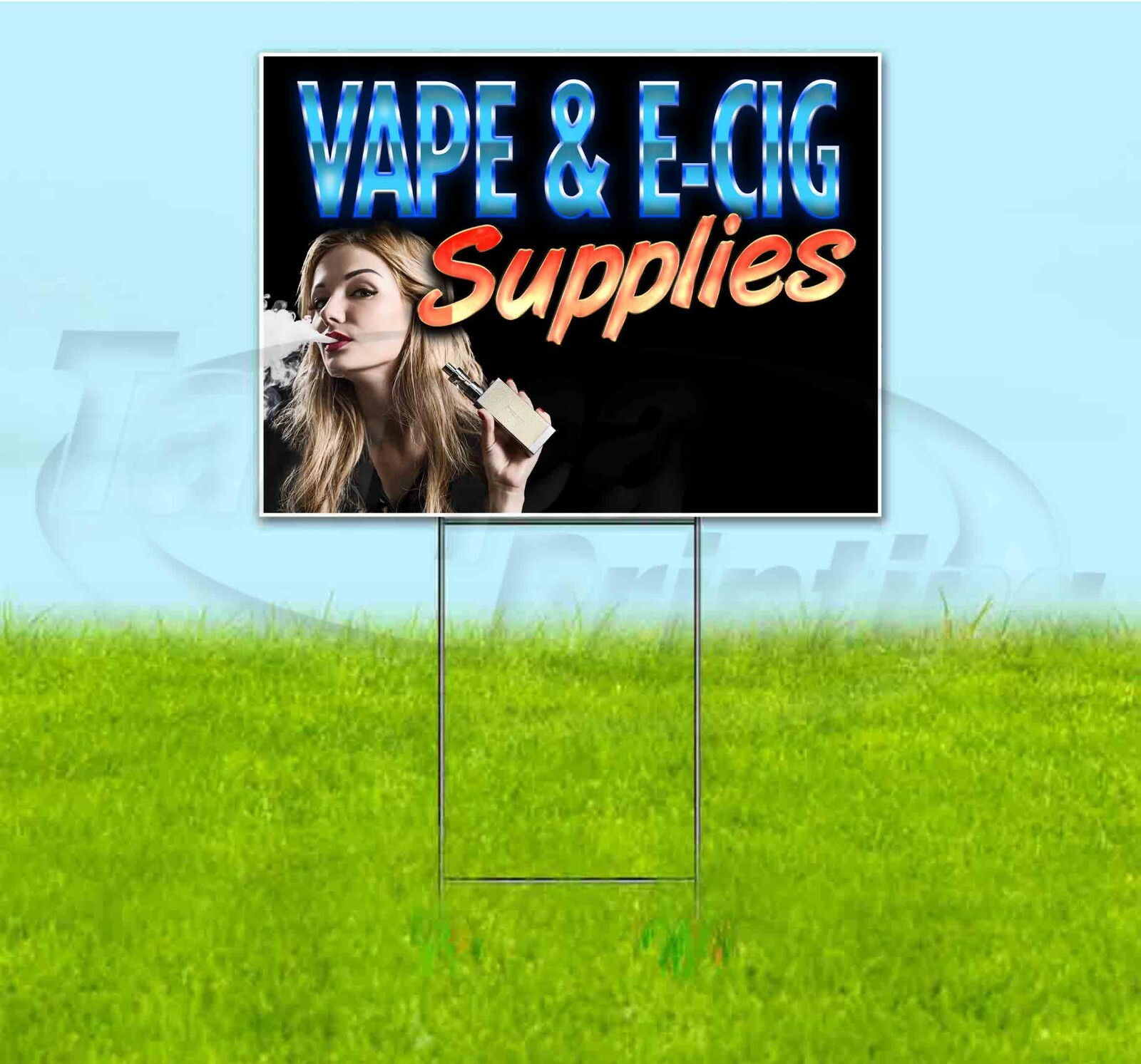 VAPE & E-CIG SUPPLIES 18×24 Yard Sign WITH STAKE Corrugated Bandit USA BUSINESS