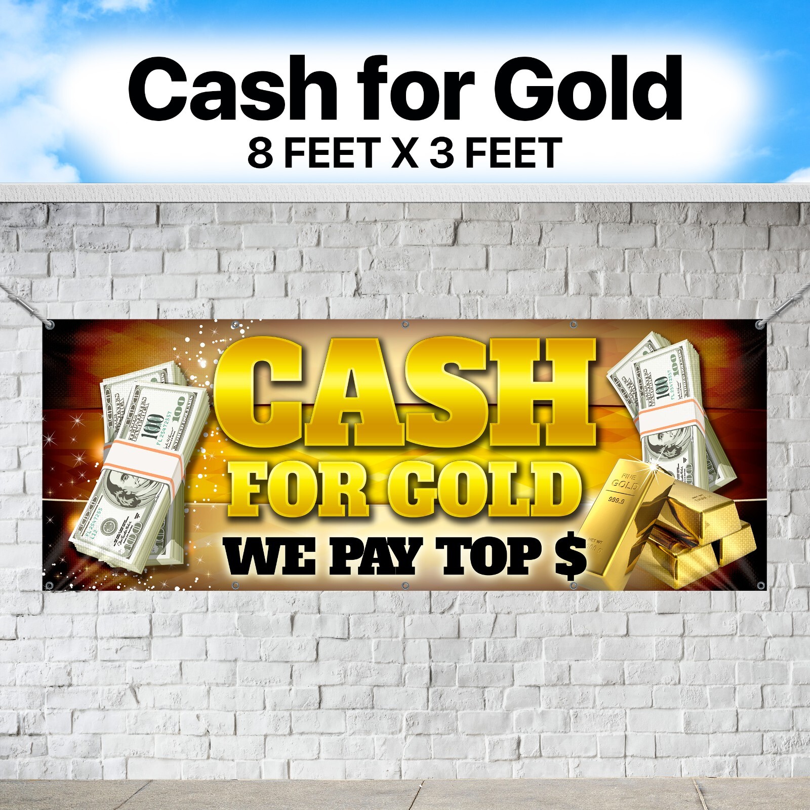 Cash for Gold outdoor vinyl banner poster sign jewelry silver coin pawn shop