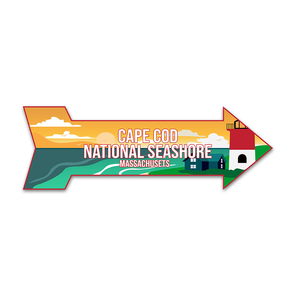 Arrow Shape Plus Cape Cod National Seashore, Massachusetts 12×4″ Sign
