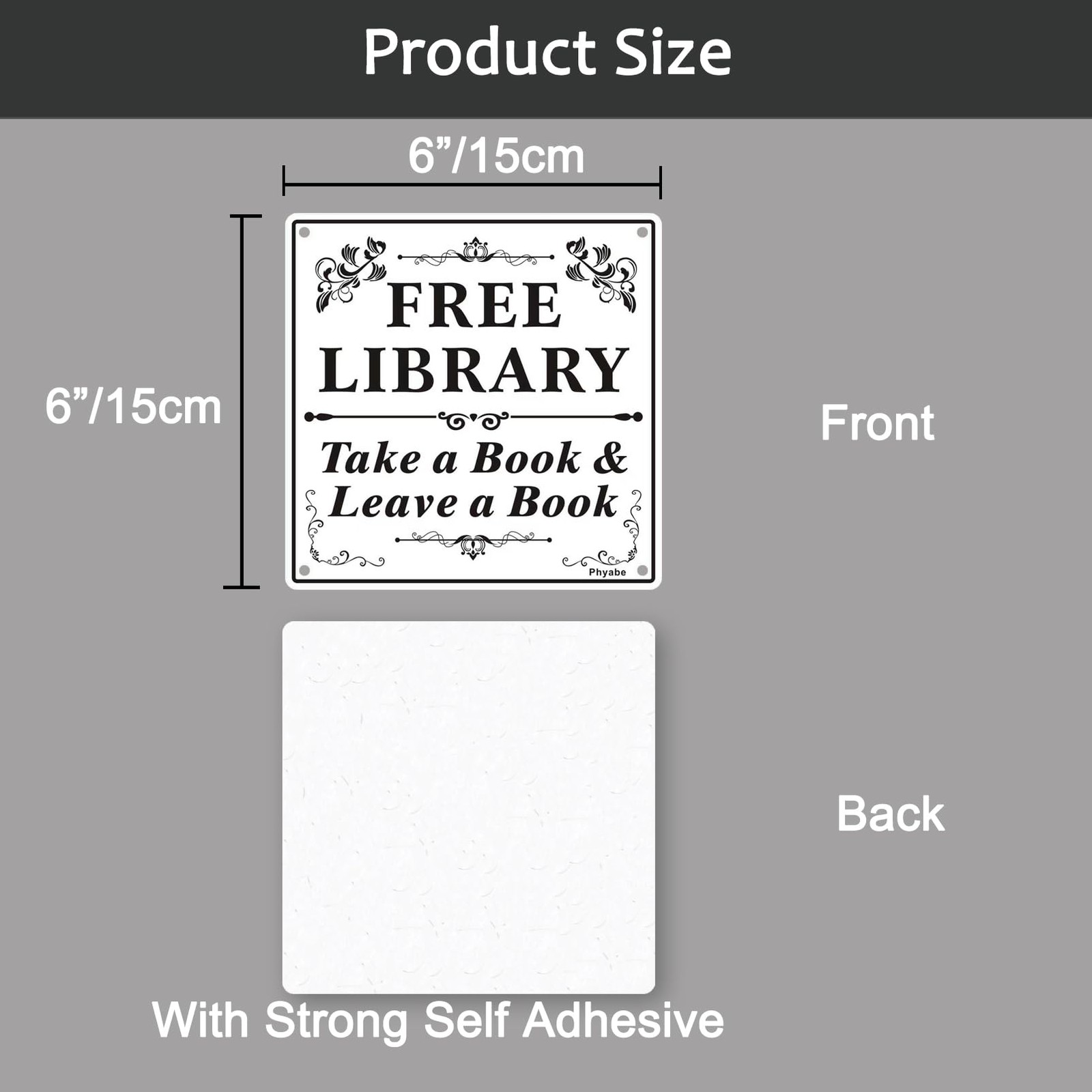 2 PCS Free Library Sign Take Leave Book 6×6 Thick Acrylic SelfAdhesive White