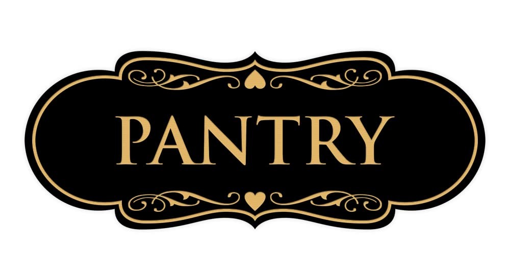 Designer Pantry Sign Black Gold Medium Kitchen Decor Storage Label Art