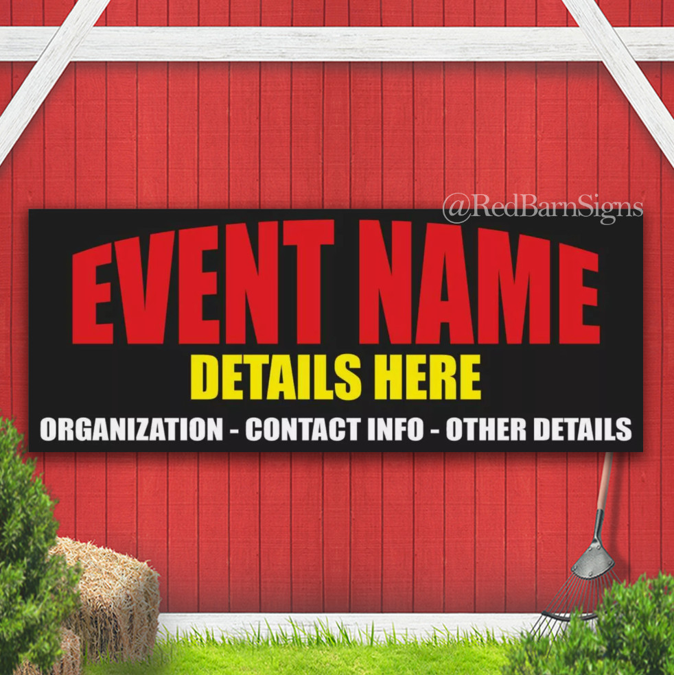 Event Business Name Advertising Banner Vinyl Mesh Sign Custom Details Birthday