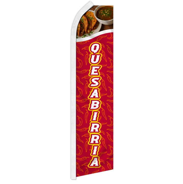 Quesabirria Swooper Feather Flutter Advertising Flag Mexican Food Taqueria Flag