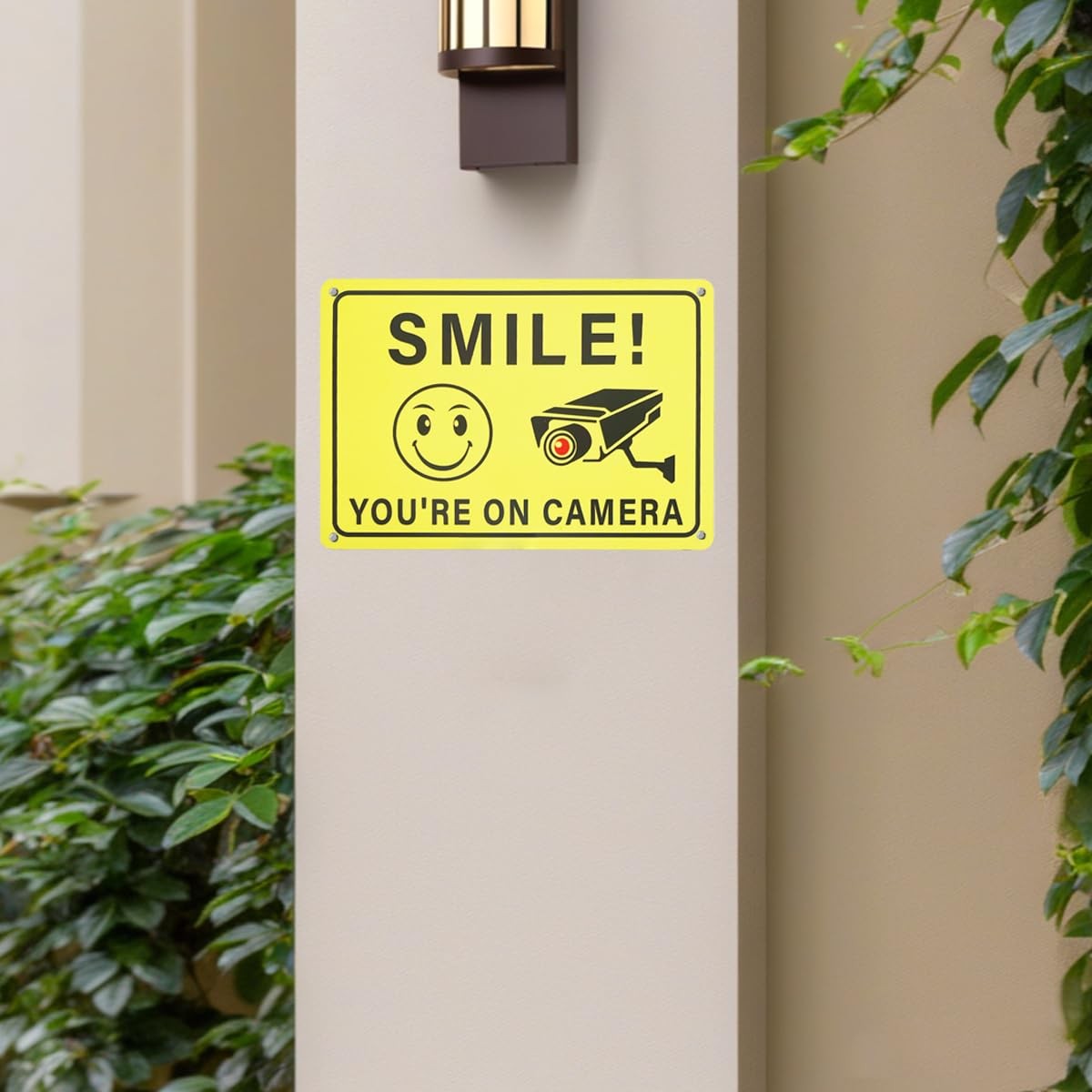 Smile You are on Camera Sign, 2-Pack 10 * 7 Inches Aluminum Video Surveillanc…