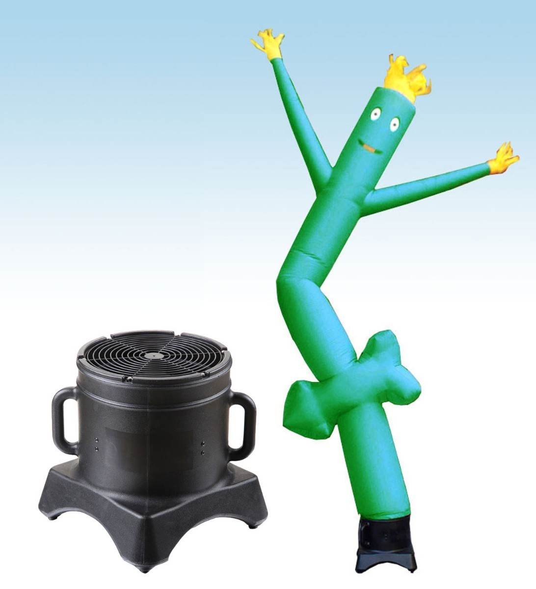 Advertising Inflatable Tube Man 12ft Green Arrow Blow Up Wavy Flailing w Blower