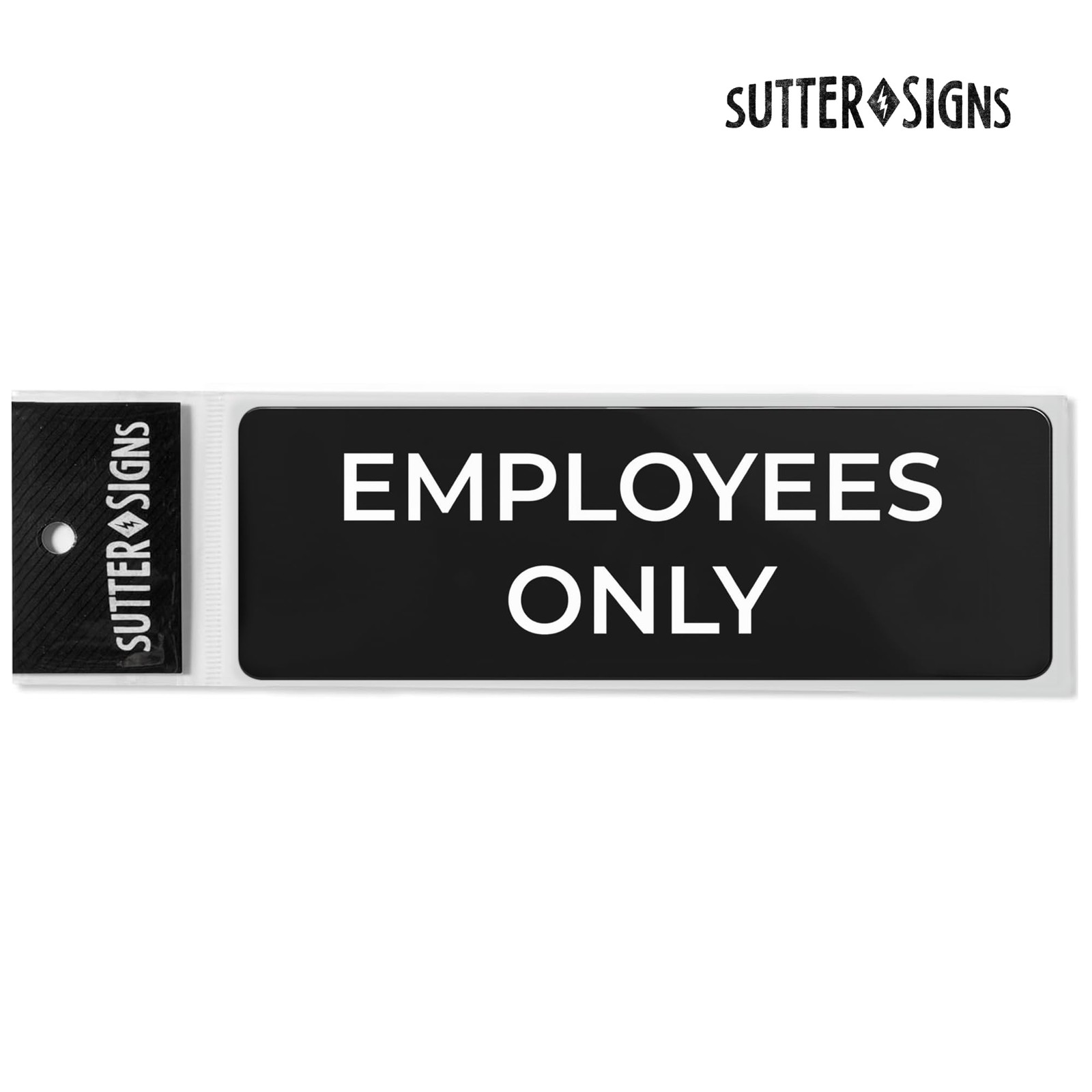 Employees Only Sign Durable ABS Plastic Full Adhesive Backing Door 2×6 Inch