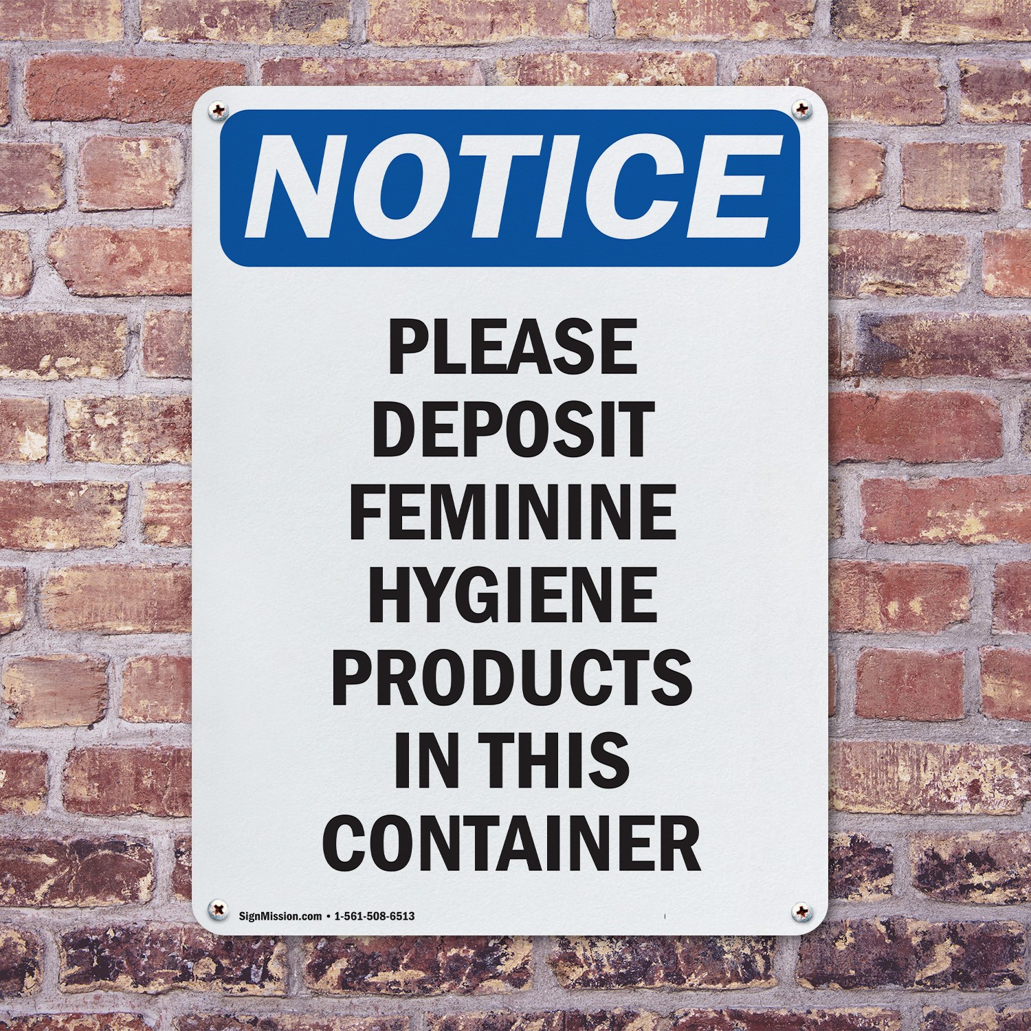(2 Pack) Please Deposit Feminine Hygiene OSHA Notice Sign Decal Metal Plastic