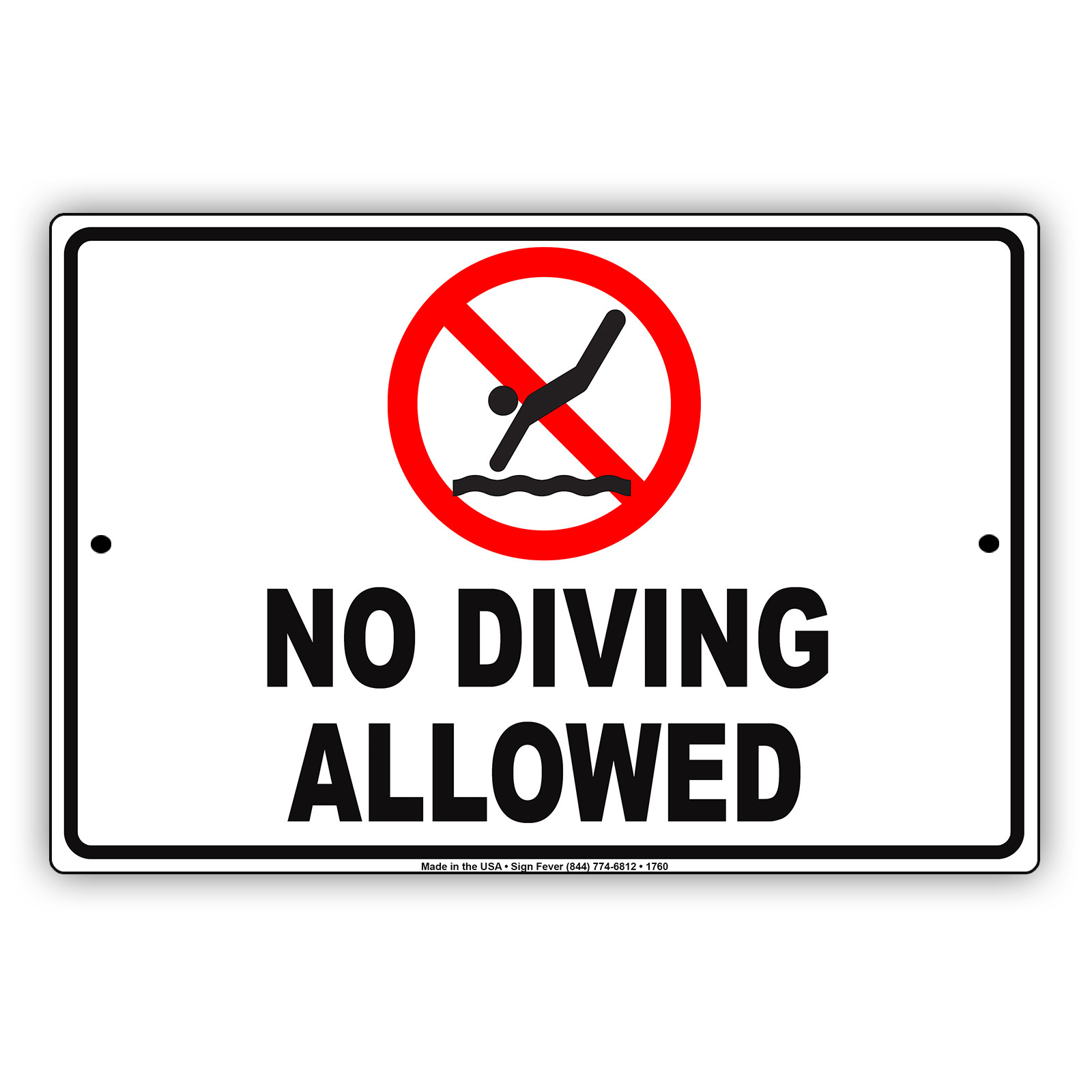 No Diving Allowed Shallow Water Pool Safety Alert Notice Aluminum Metal Sign