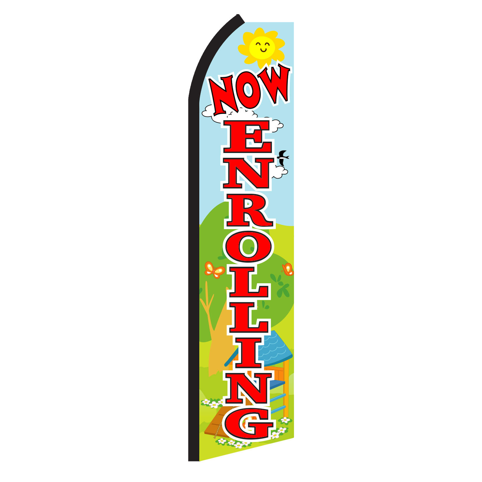 NOW ENROLLING Advertising Flutter Feather Sign Swooper Banner Flag Only Special