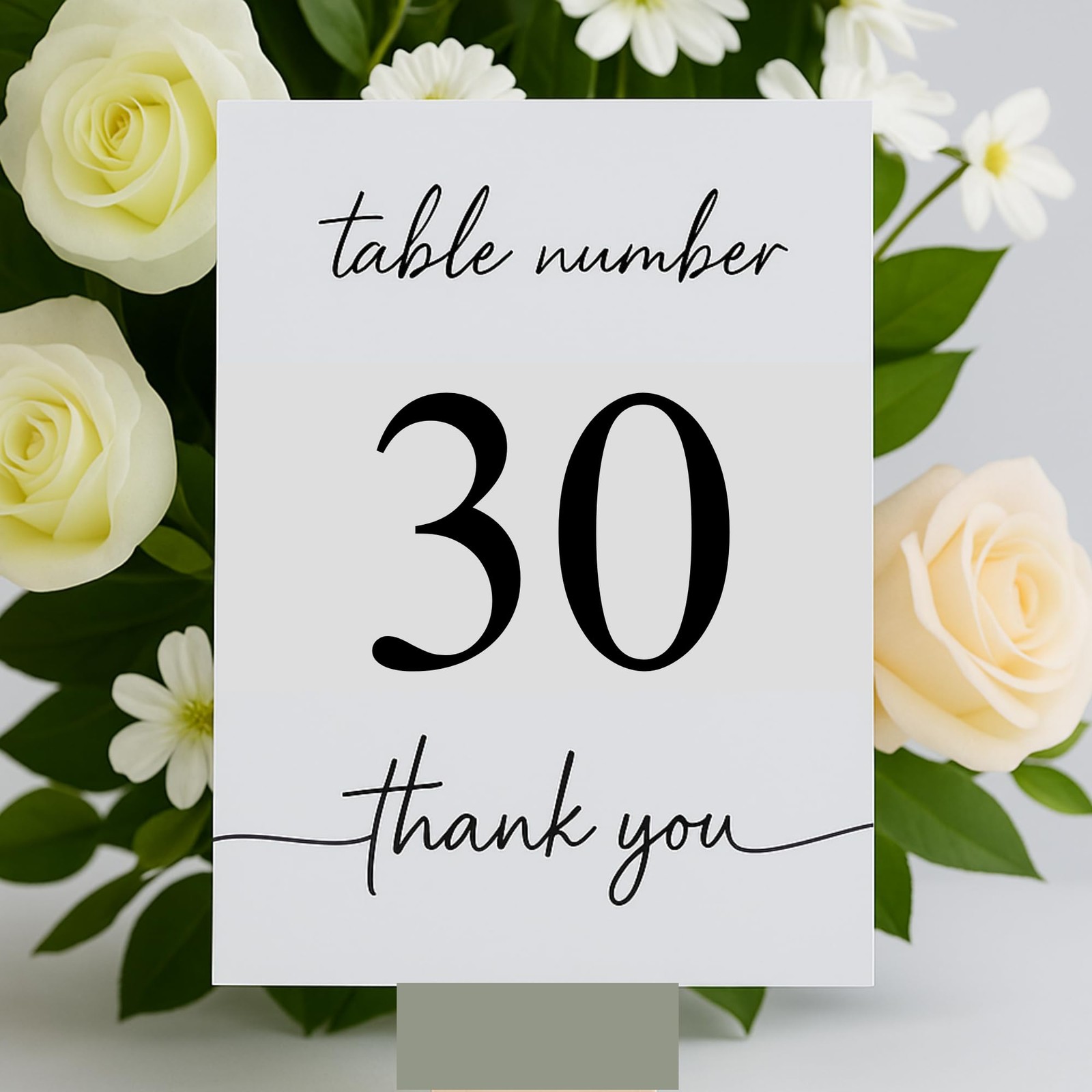 Wedding Table Numbers 1-30 Double Sided Printed Premium Cardstock Elegant