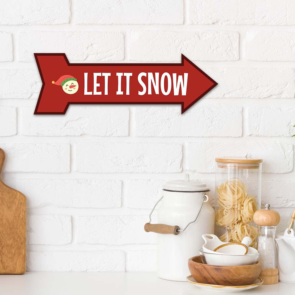 Arrow Shape Plus Let it Snow 12×4″ Wall or Door Sign |