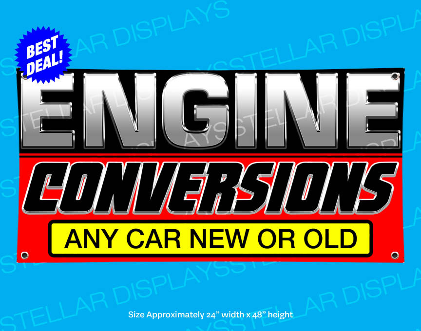 ENGINE CONVERSIONS Banner Auto Shop Open Sign Automotive Repair Mechanic Service