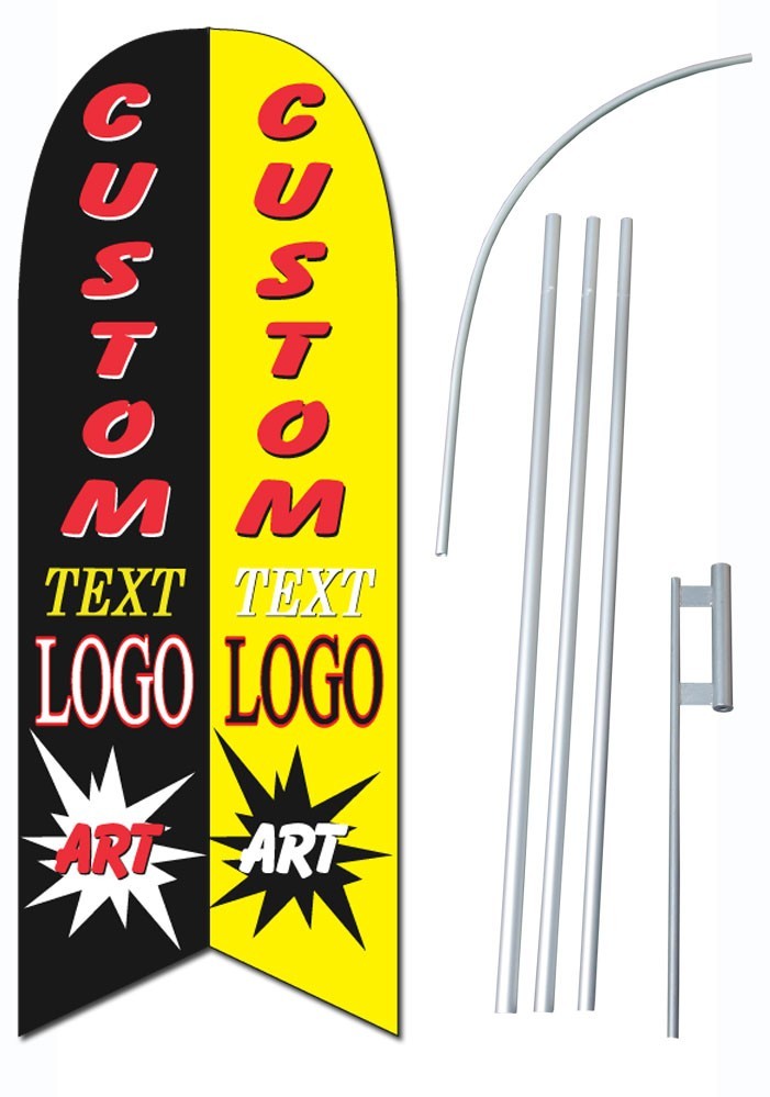 15″ DOUBLE SIDED CUSTOM PRINT Windless Swooper Feather Flag