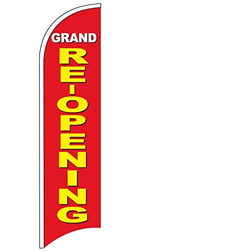 Grand RE-Opening Windless Swooper Flag Feather Banner Sign 2.5×11.5 ft Tall (Fla