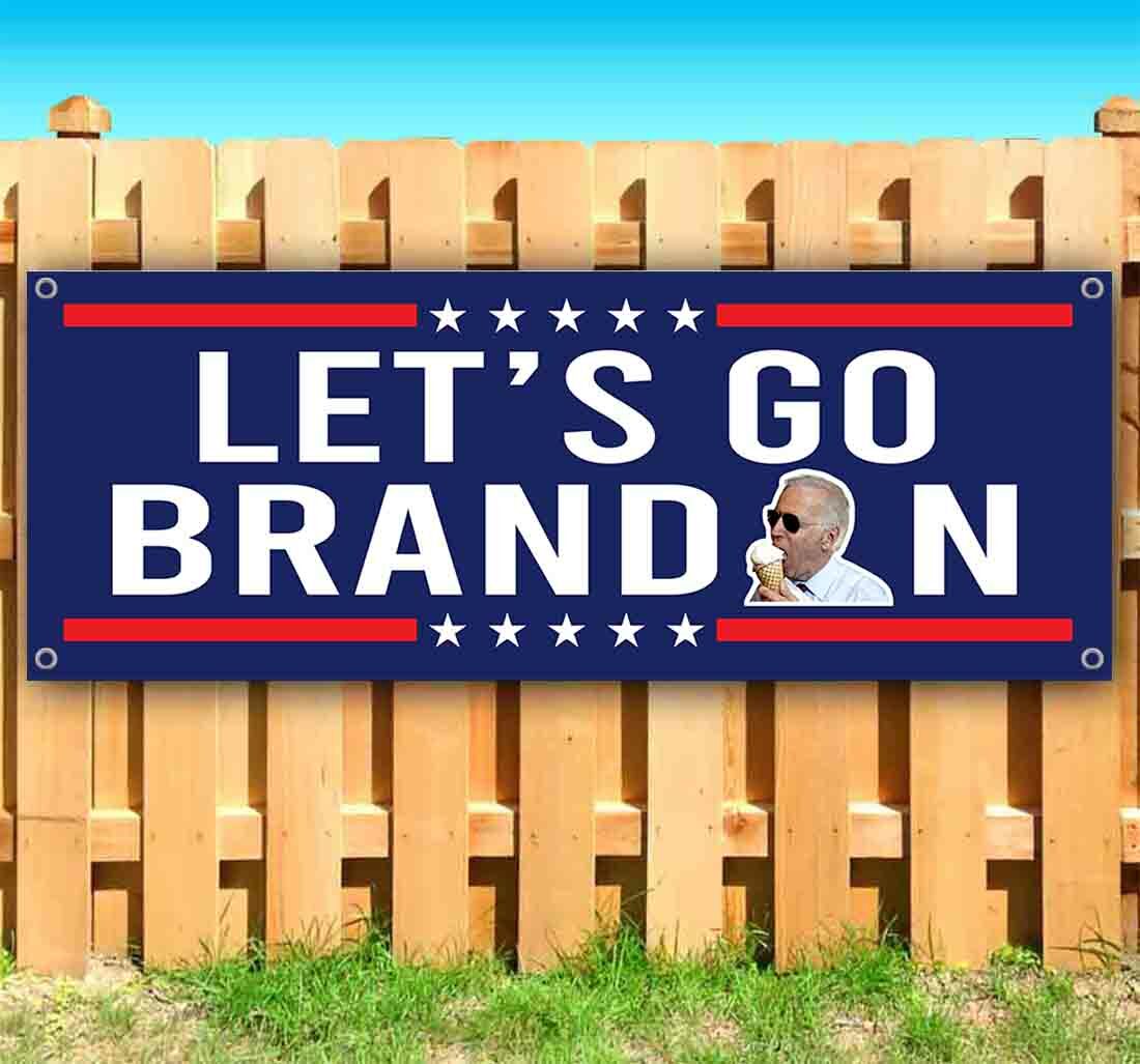 BUY1 GET1 FREE ITEM LETS GO BRANDON Advertising Vinyl Banner TRUMP BIDEN FUNNY